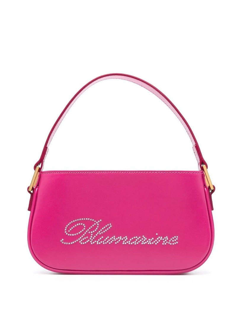rhinestone-logo leather shoulder bag 1