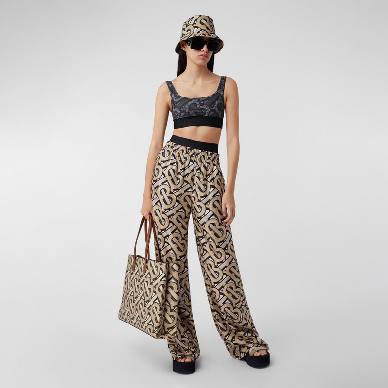 Monogram Print E-canvas Tote Bag 7