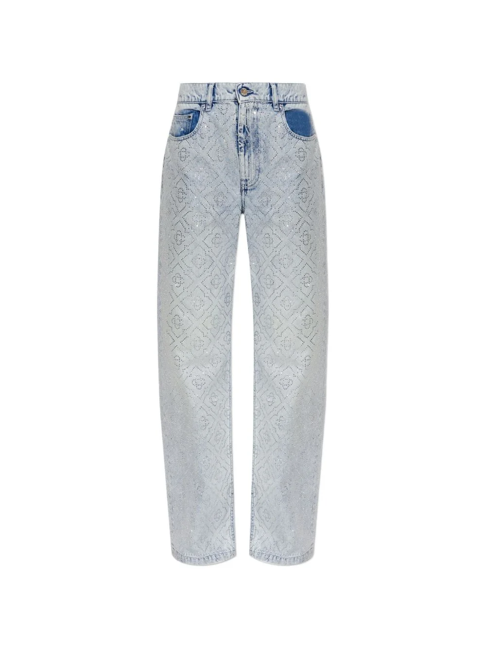 crystal-embellished monogram jeans - 1