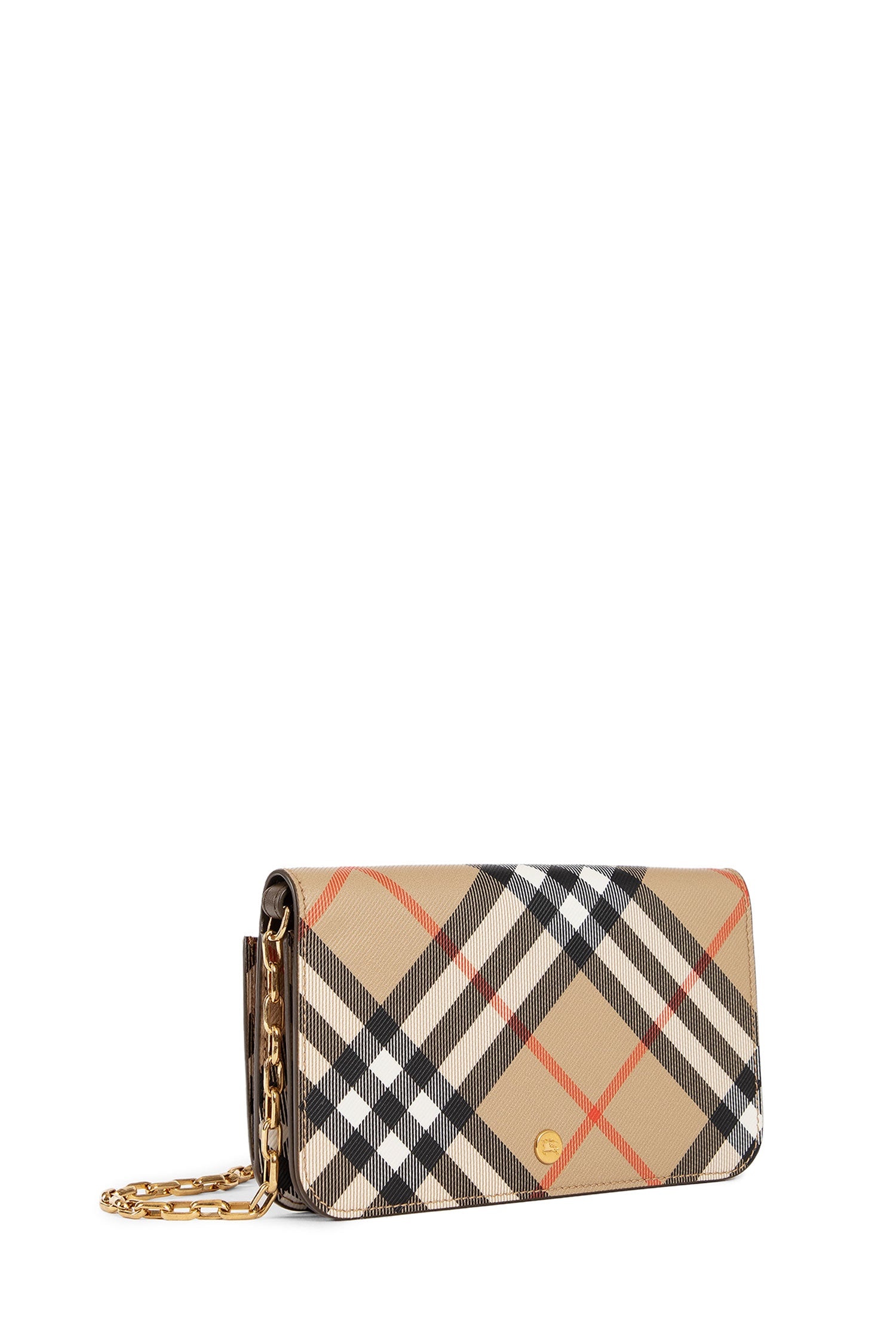 【送関込】Burberry☆Check wallet with chain shoulder strap Rocking Horse Chain Strap Wallet​ in Black - Women