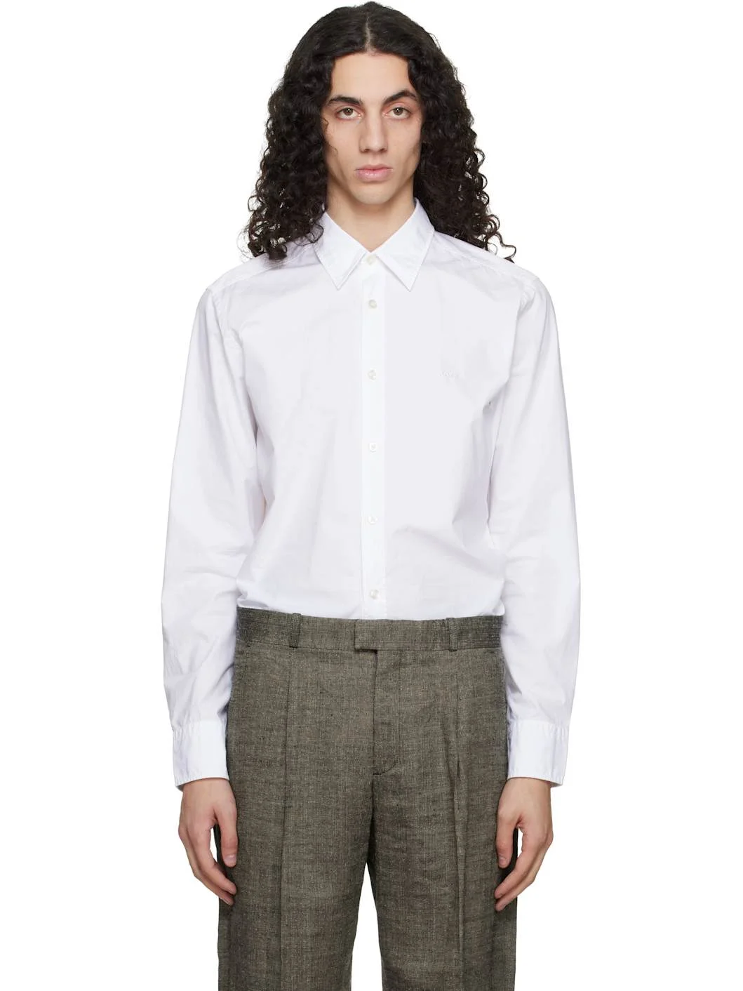 White Regular-Fit Cotton Poplin Shirt - 1