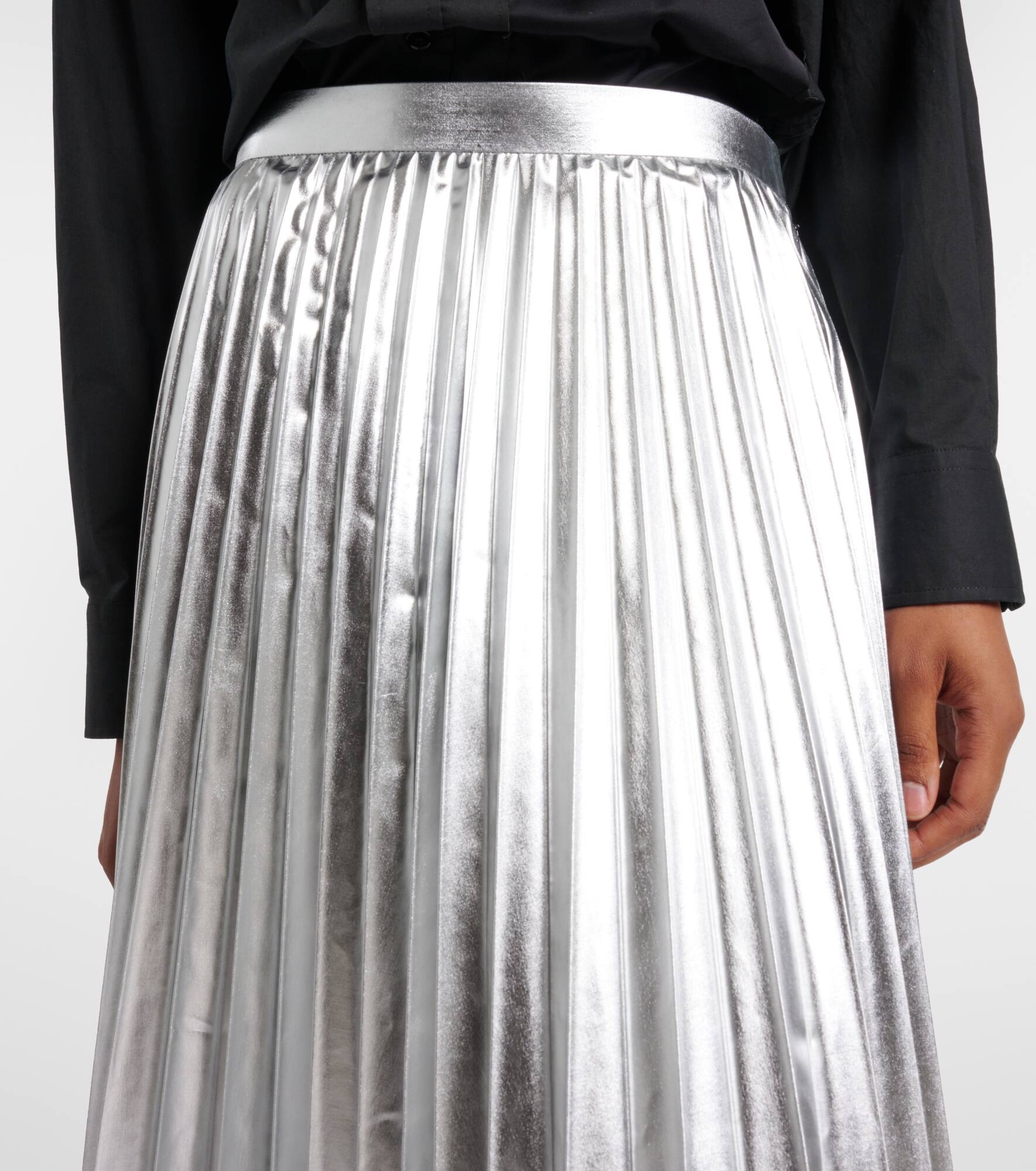 Pleated metallic-effect midi skirt - 4