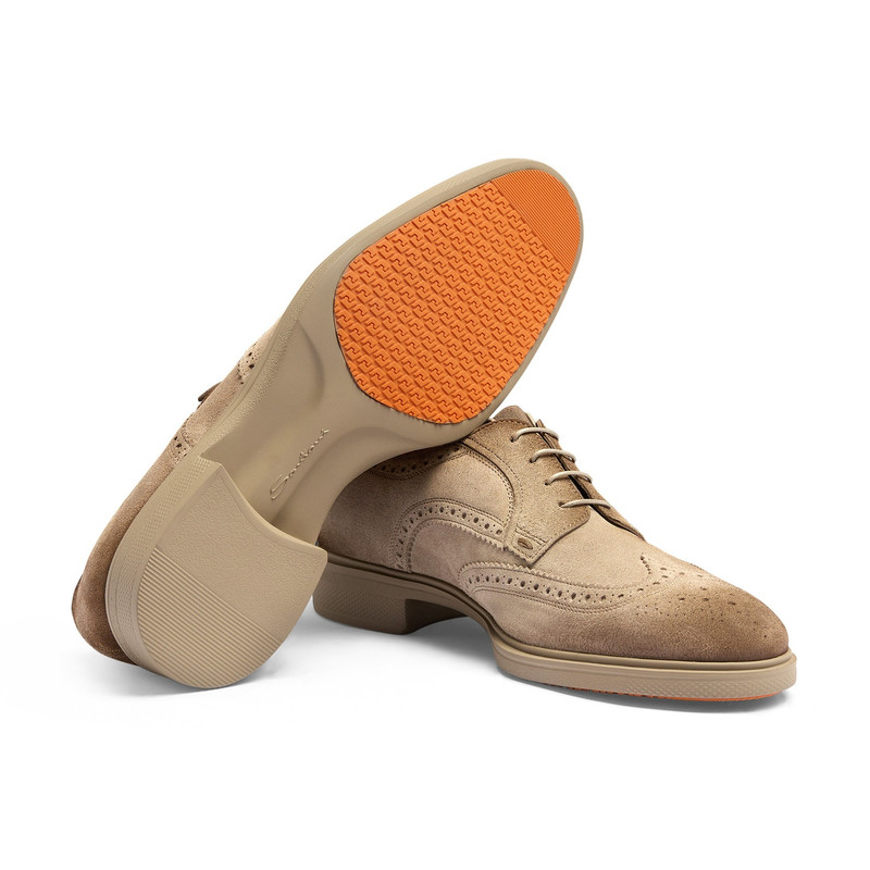 Men's beige suede Easy brogue lace-up 4