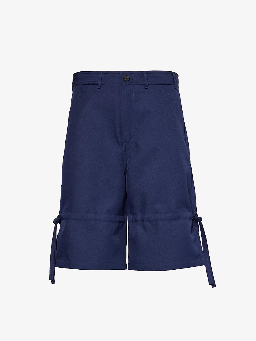 Drawstring-trim structured-waistband woven shorts - 1