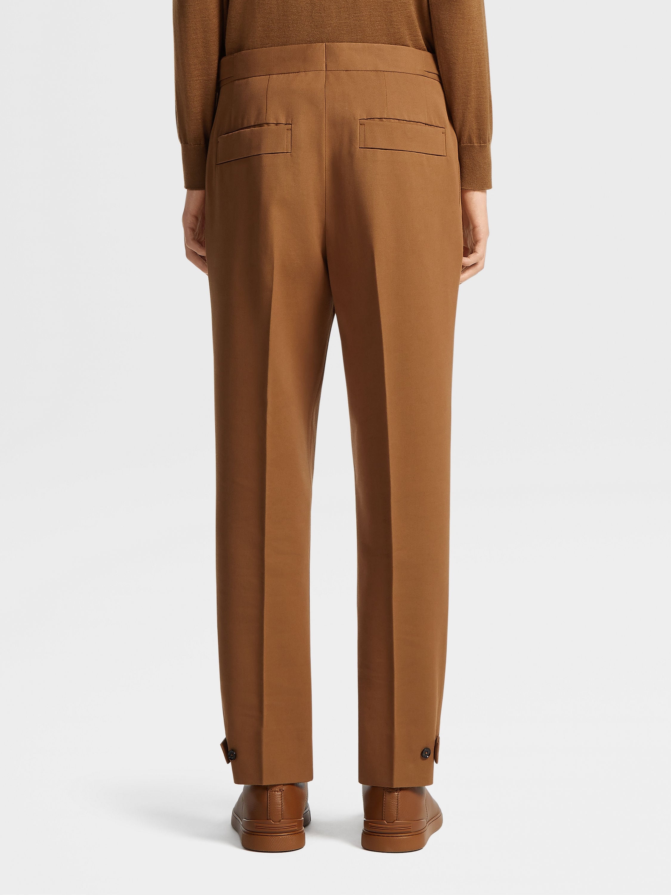 DARK FOLIAGE COTTON AND WOOL PANTS - 3
