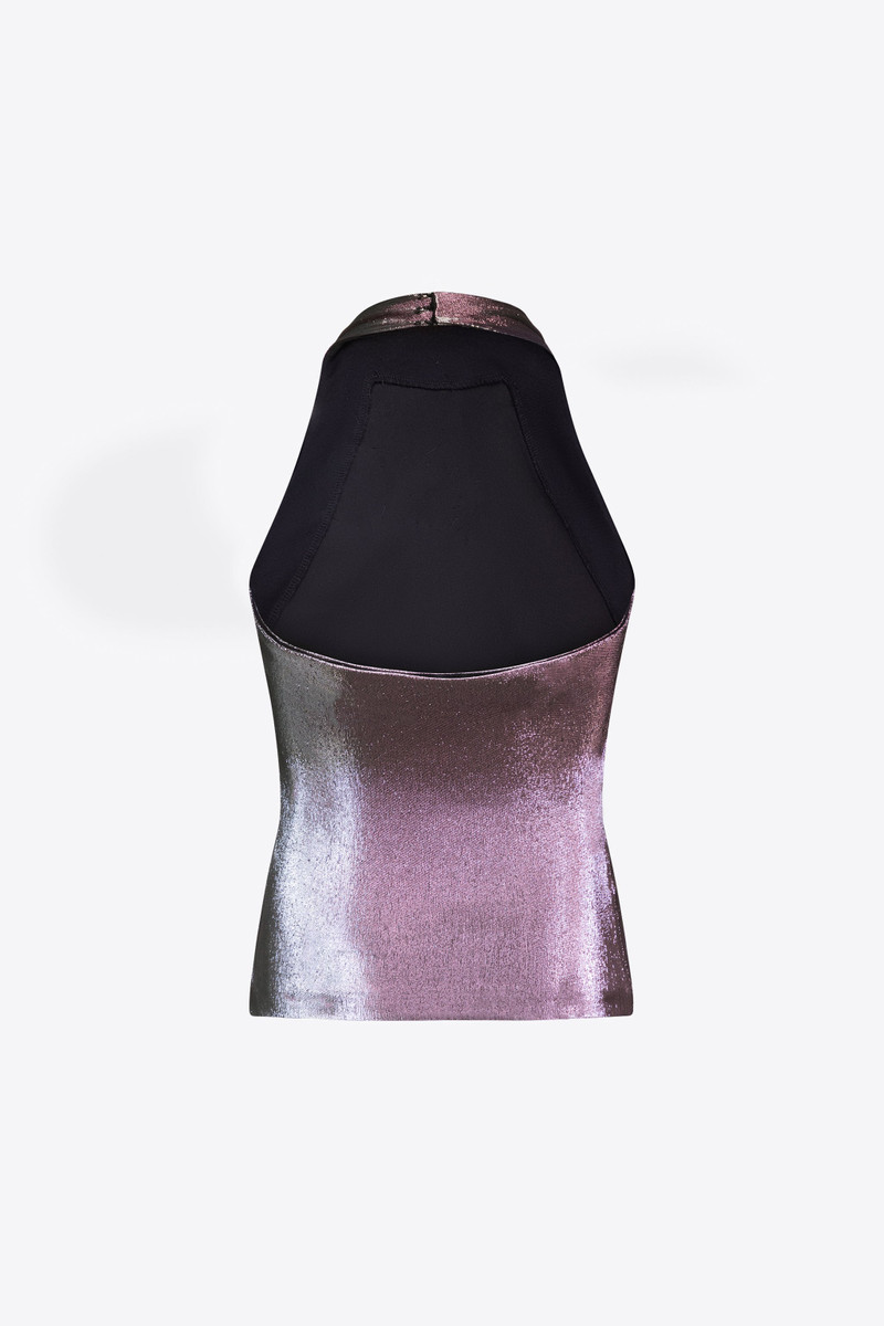 AREA STRETCH LAME ROSETTE HALTER TOP outlook