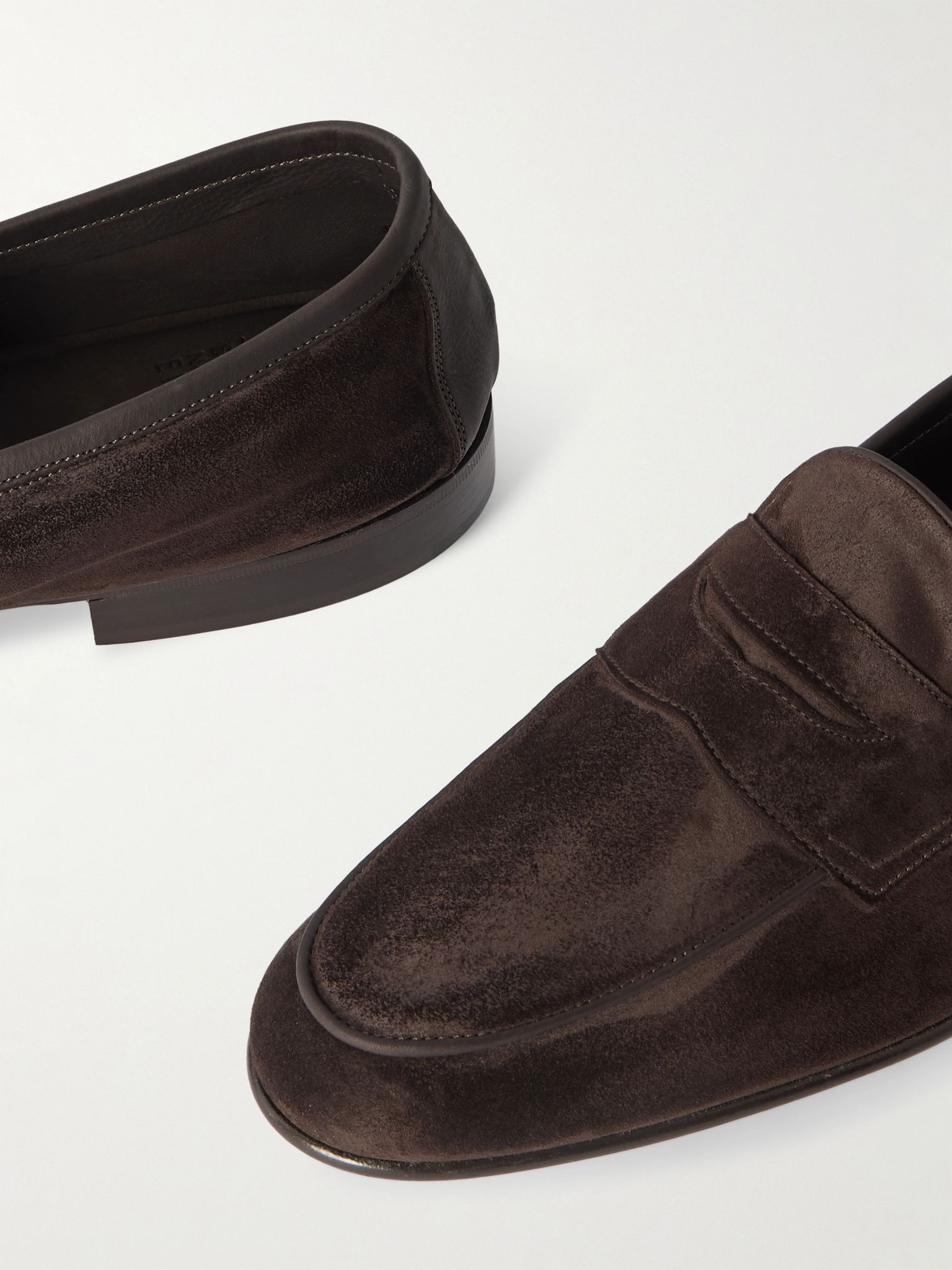 Polperro Leather-Trimmed Suede Penny Loafers Dark brown - 5