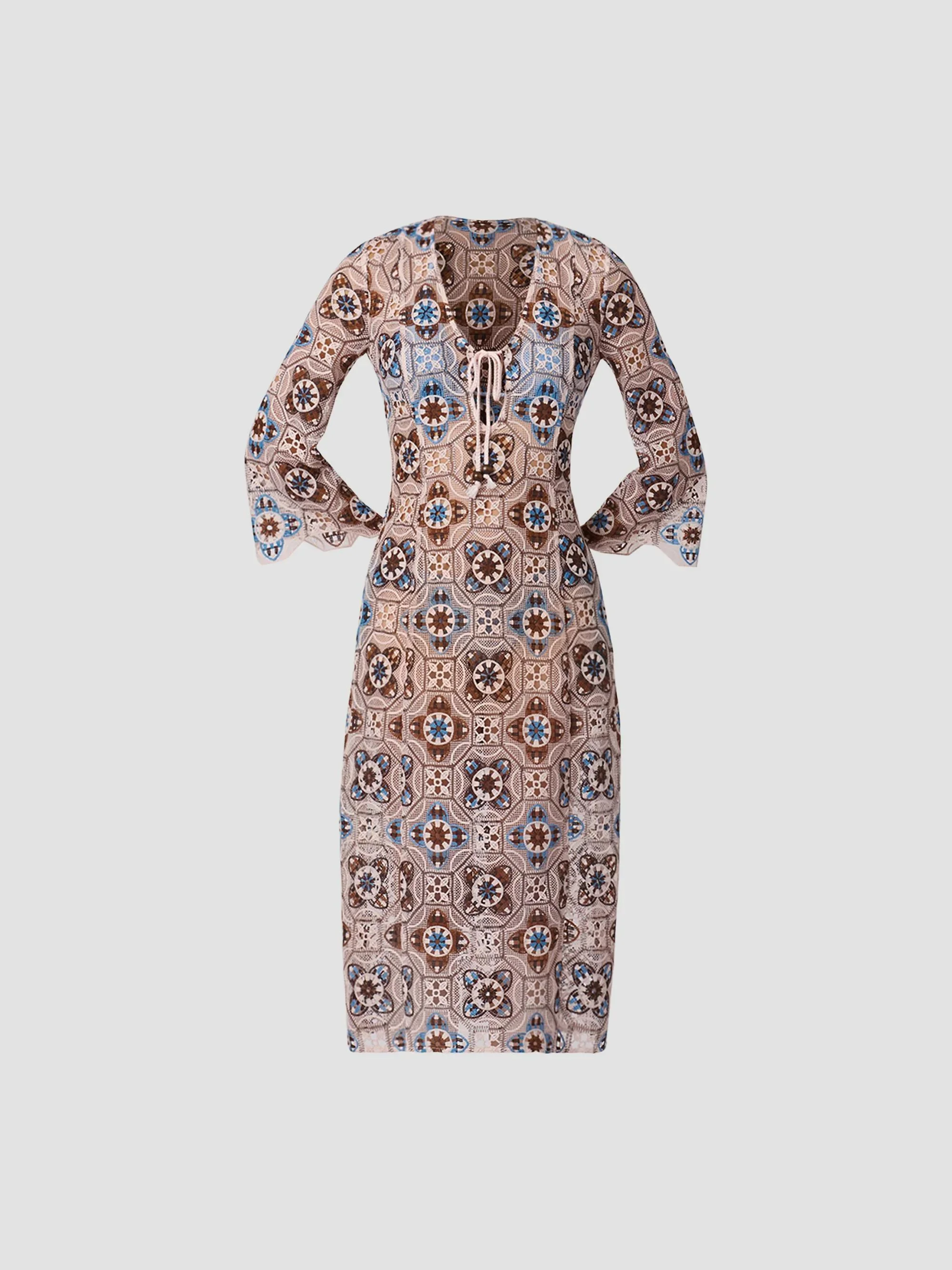 Women's Cannes Crochet Cover-Up Midi-Dress - Mocha Multi - 1