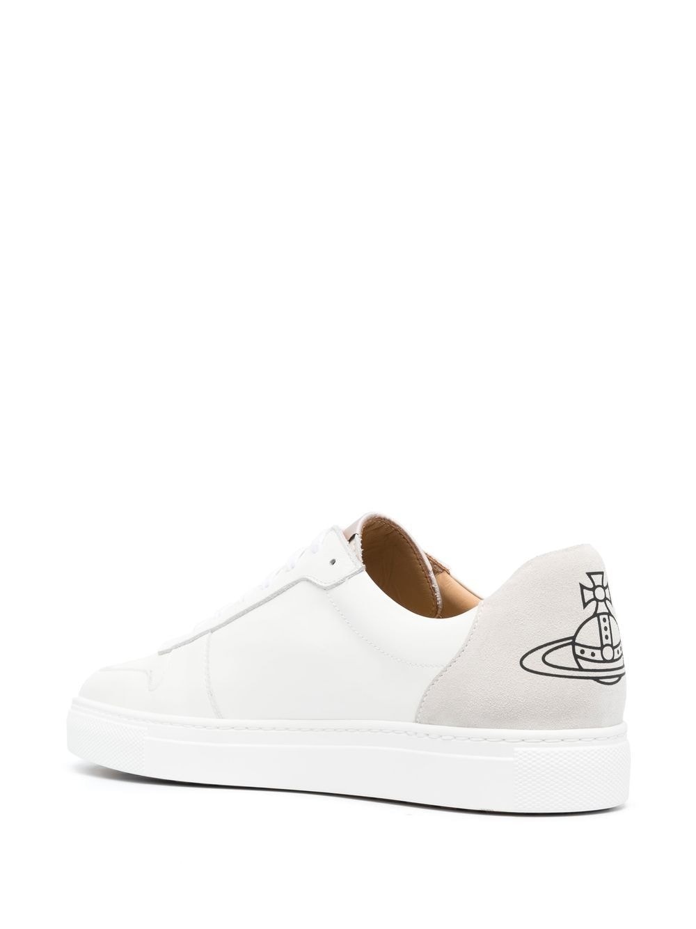 logo-print calf leather sneakers - 3