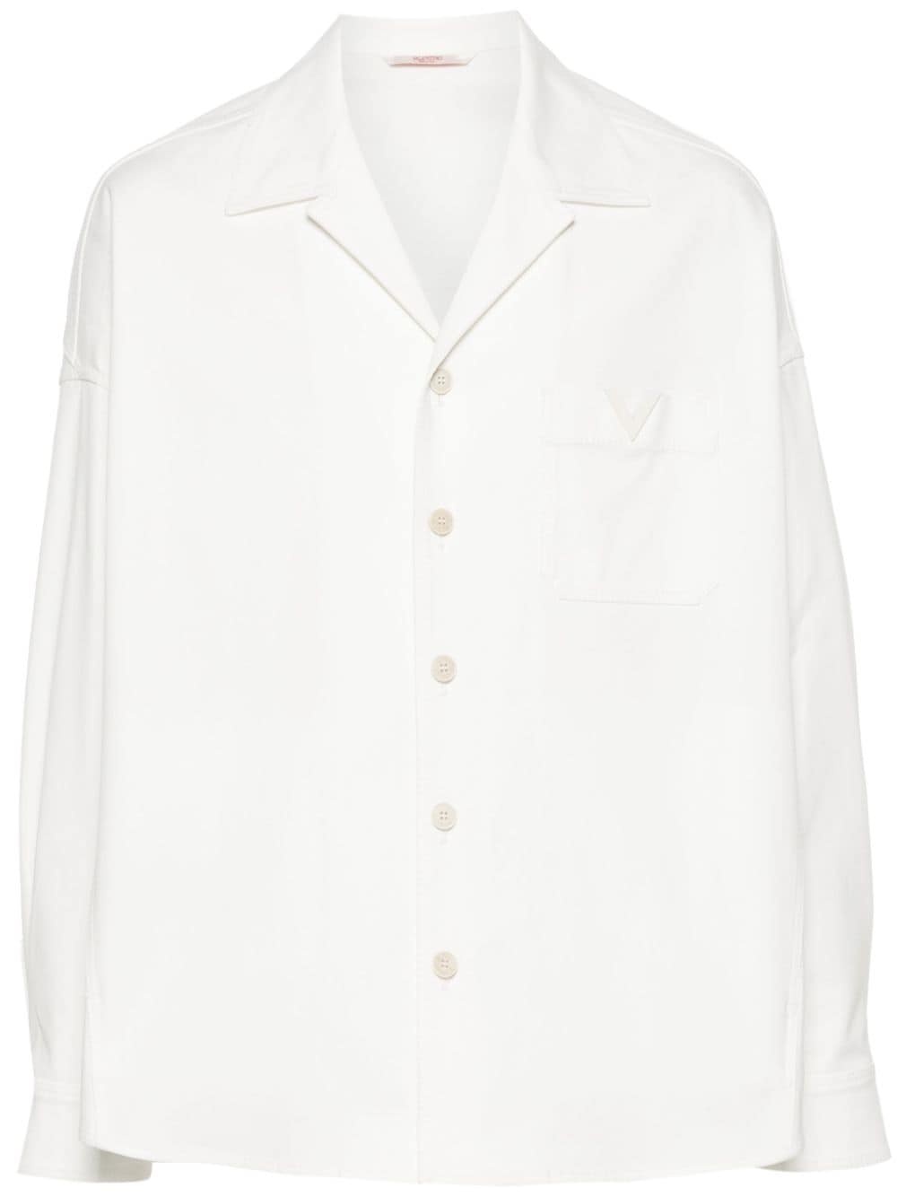 rubberized-logo canvas shirt jacket - 1