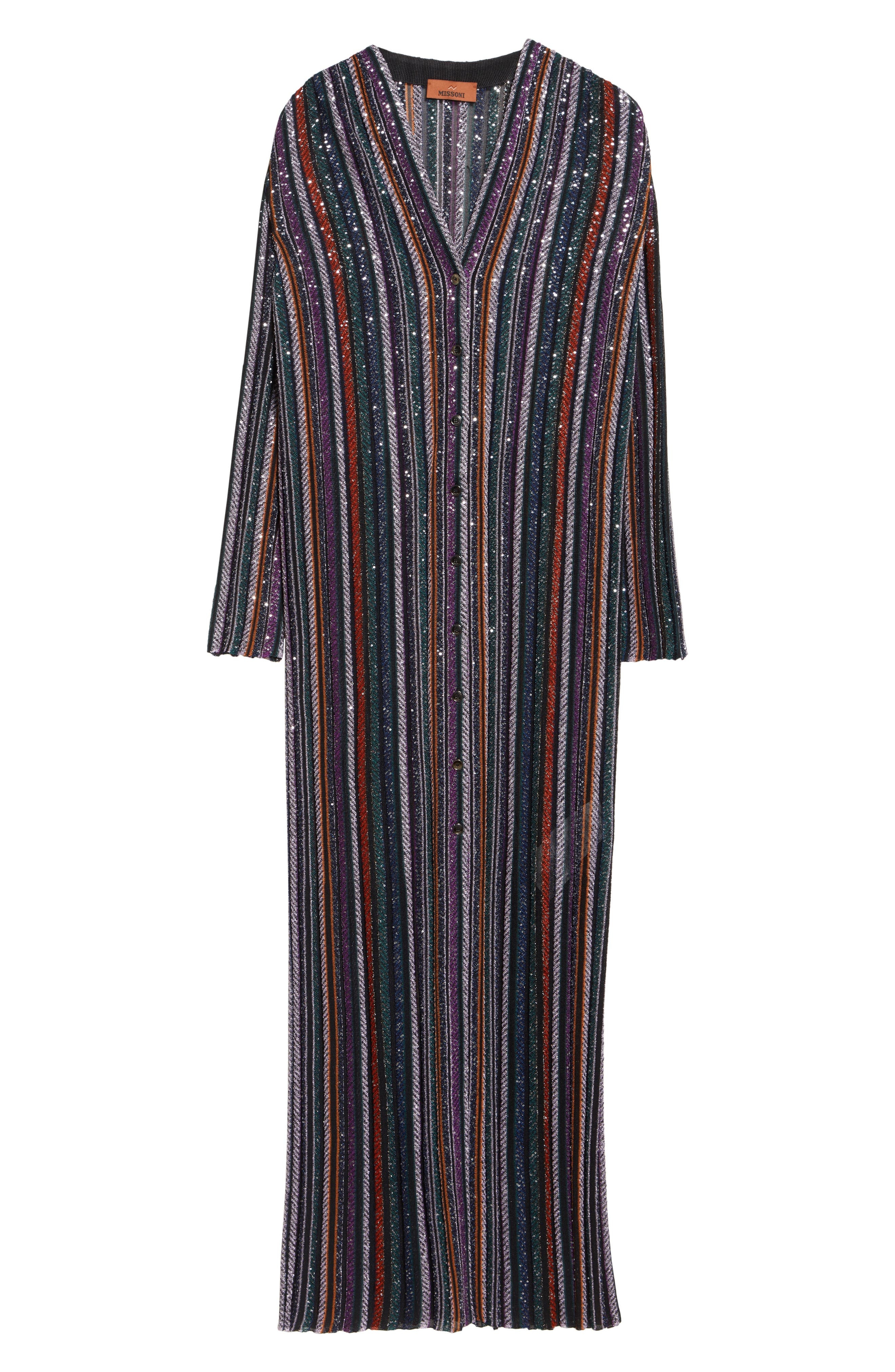Missoni Sequin Stripe Metallic Cardigan in Multi Orange Purp Blk Tones at Nordstrom - 5