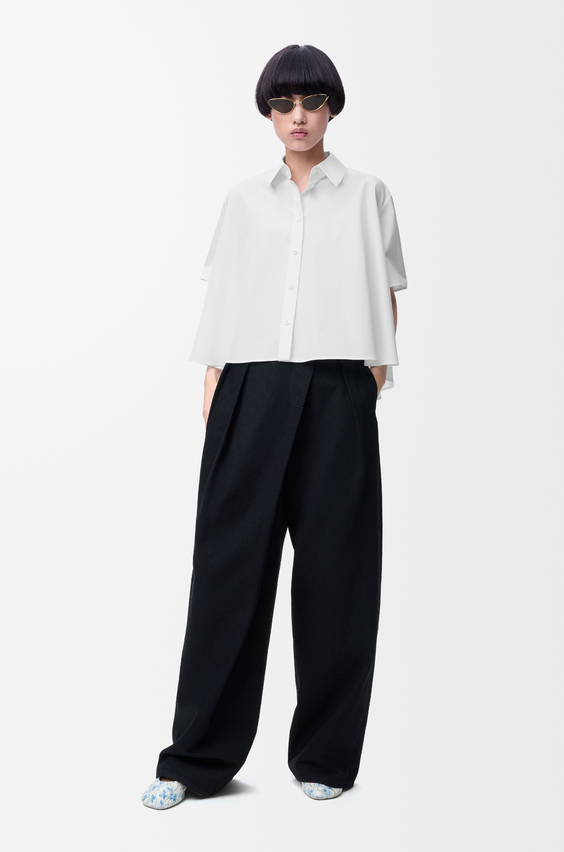 Short sleeve trapeze shirt in cotton - 2