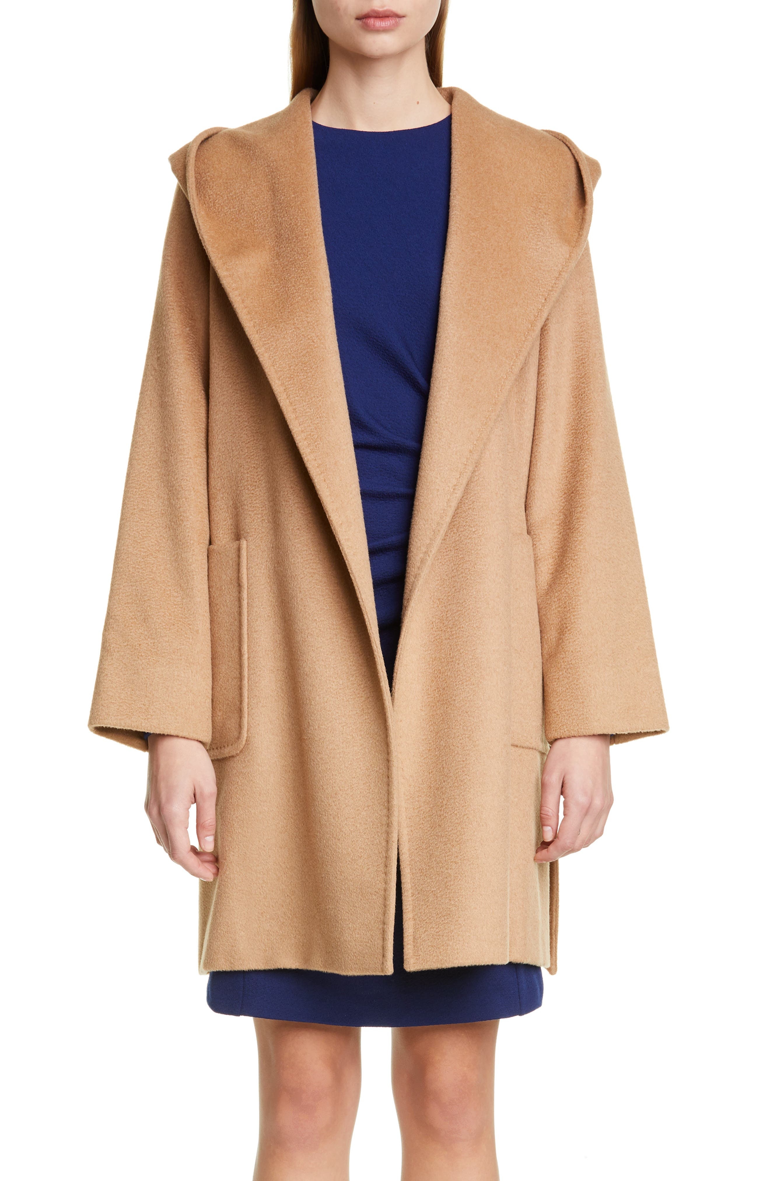 Max Mara Rialto Hooded Camel Hair Wrap Coat nordstrom REVERSIBLE