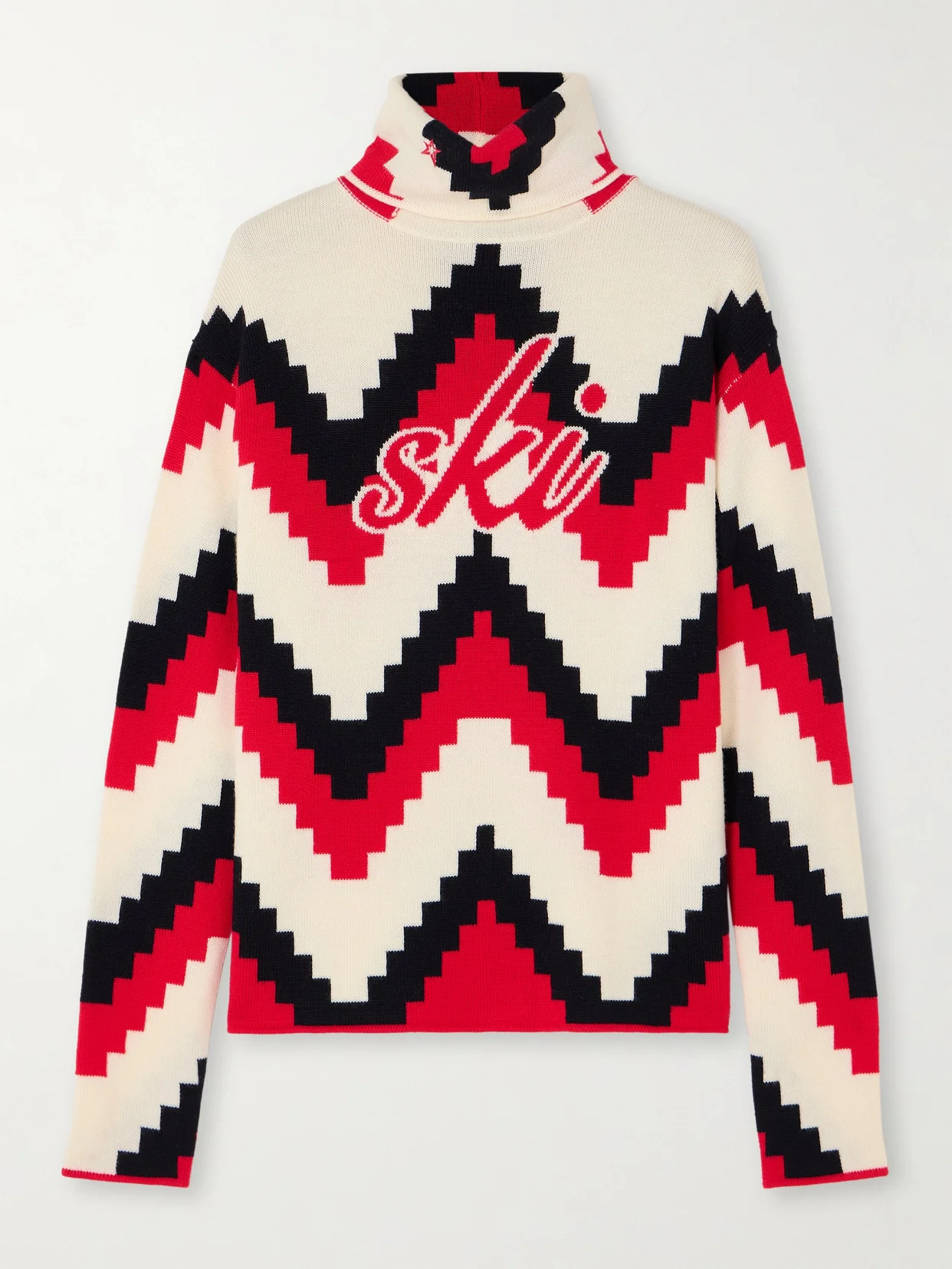 Intarsia Merino Wool Turtleneck Sweater - 1