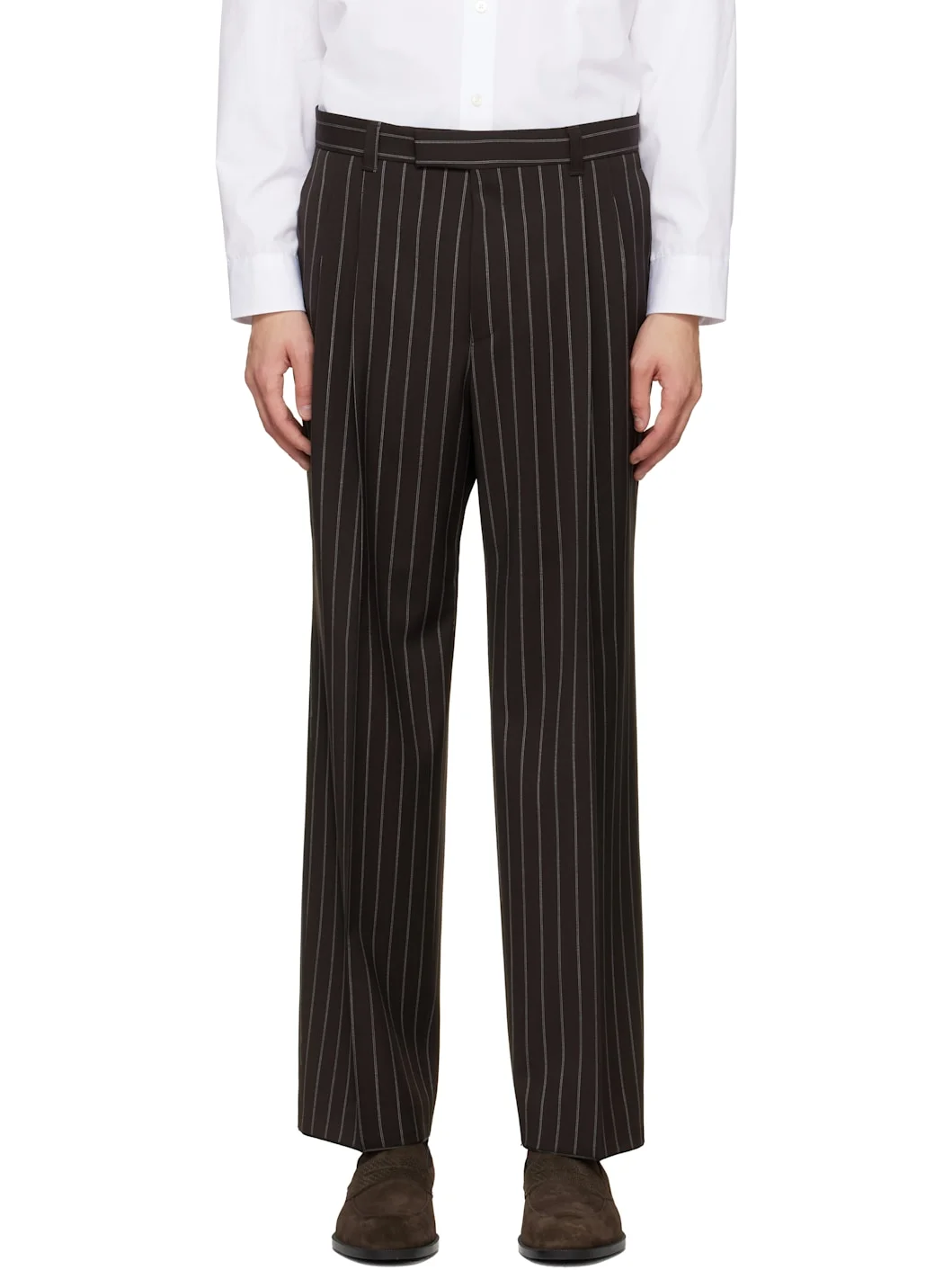 Brown Relaxed-Fit Virgin Wool Trousers - 1