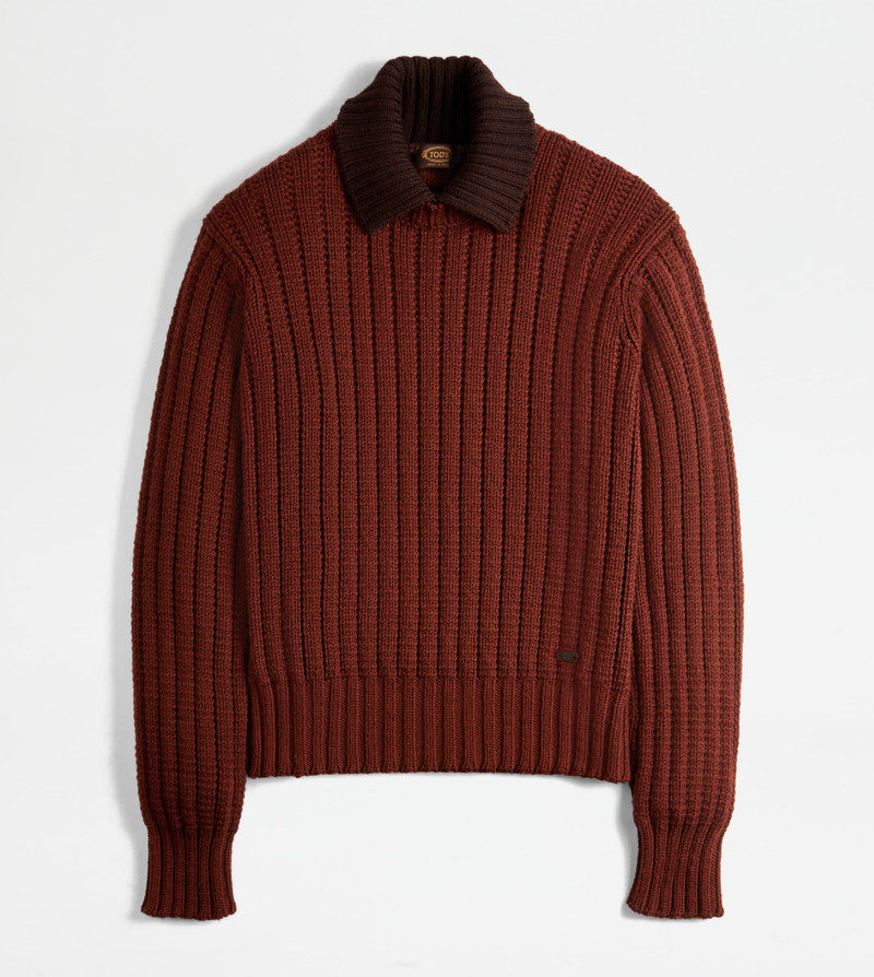 SWEATER IN WOOL - BROWN 1
