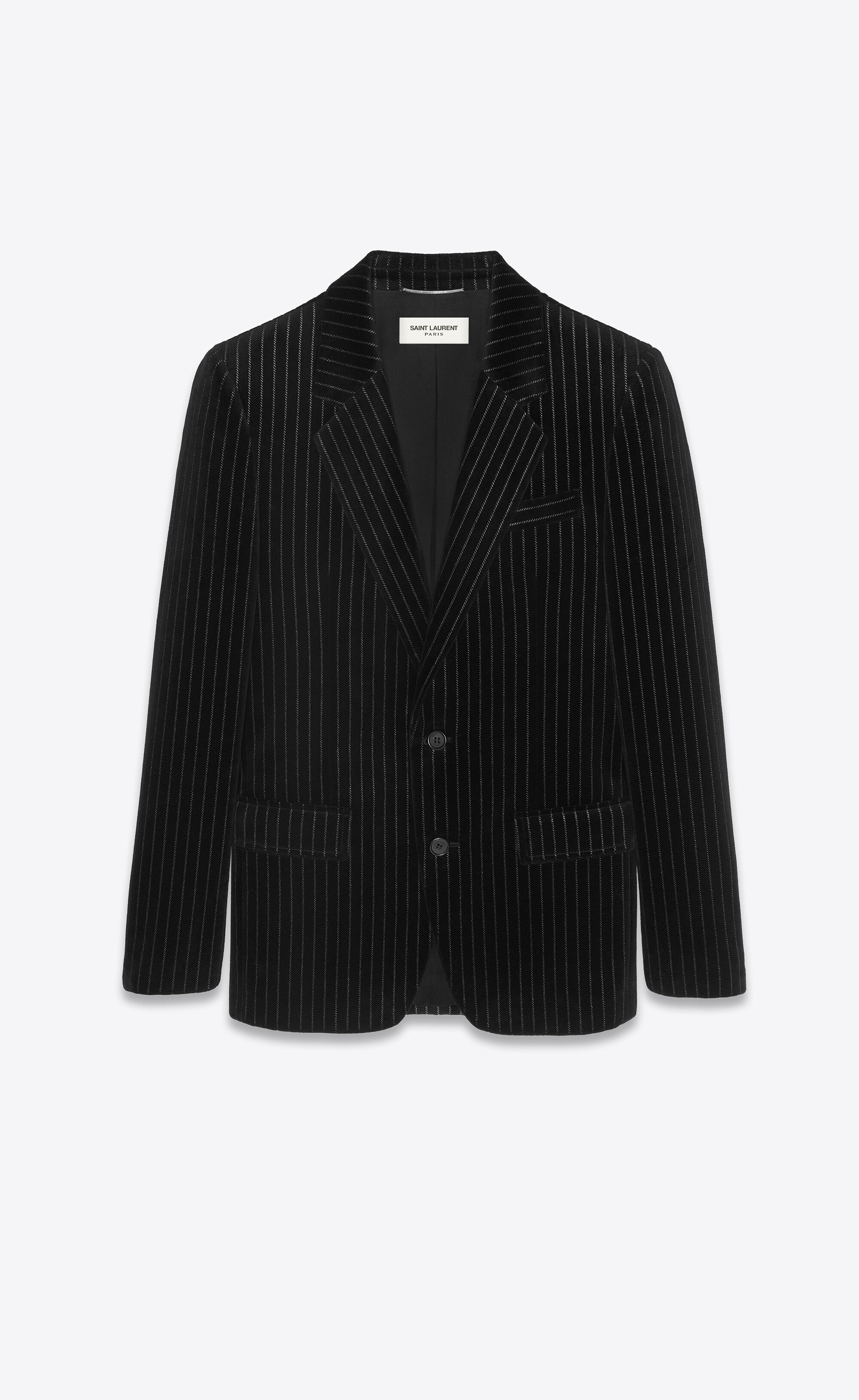 single-breasted jacket in pinstripe velvet - 1