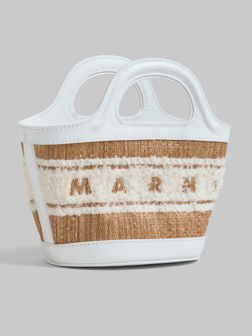 WHITE LEATHER RAFFIA-EFFECT TROPICALIA MICRO BAG WITH TUFTED LOGO - 5