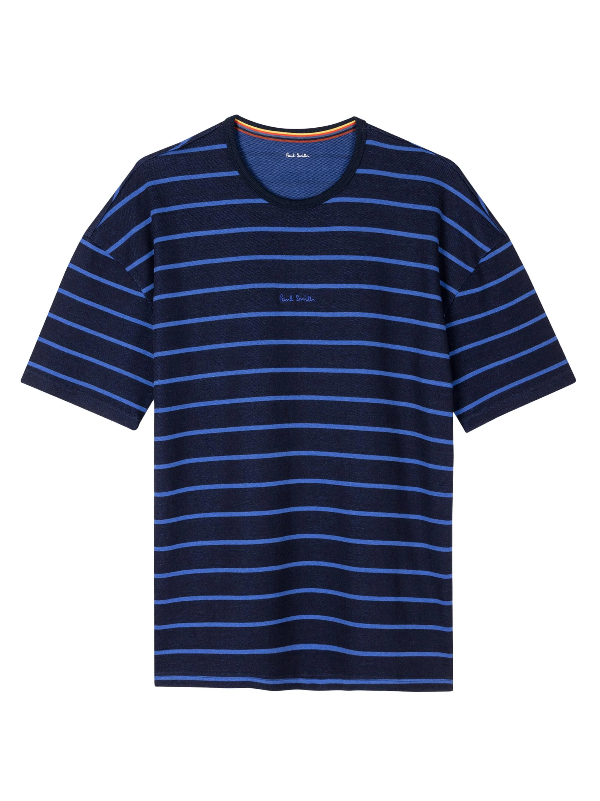 Men's Relax Logo Stripe Crewneck T-Shirt - Inky Blue - 1