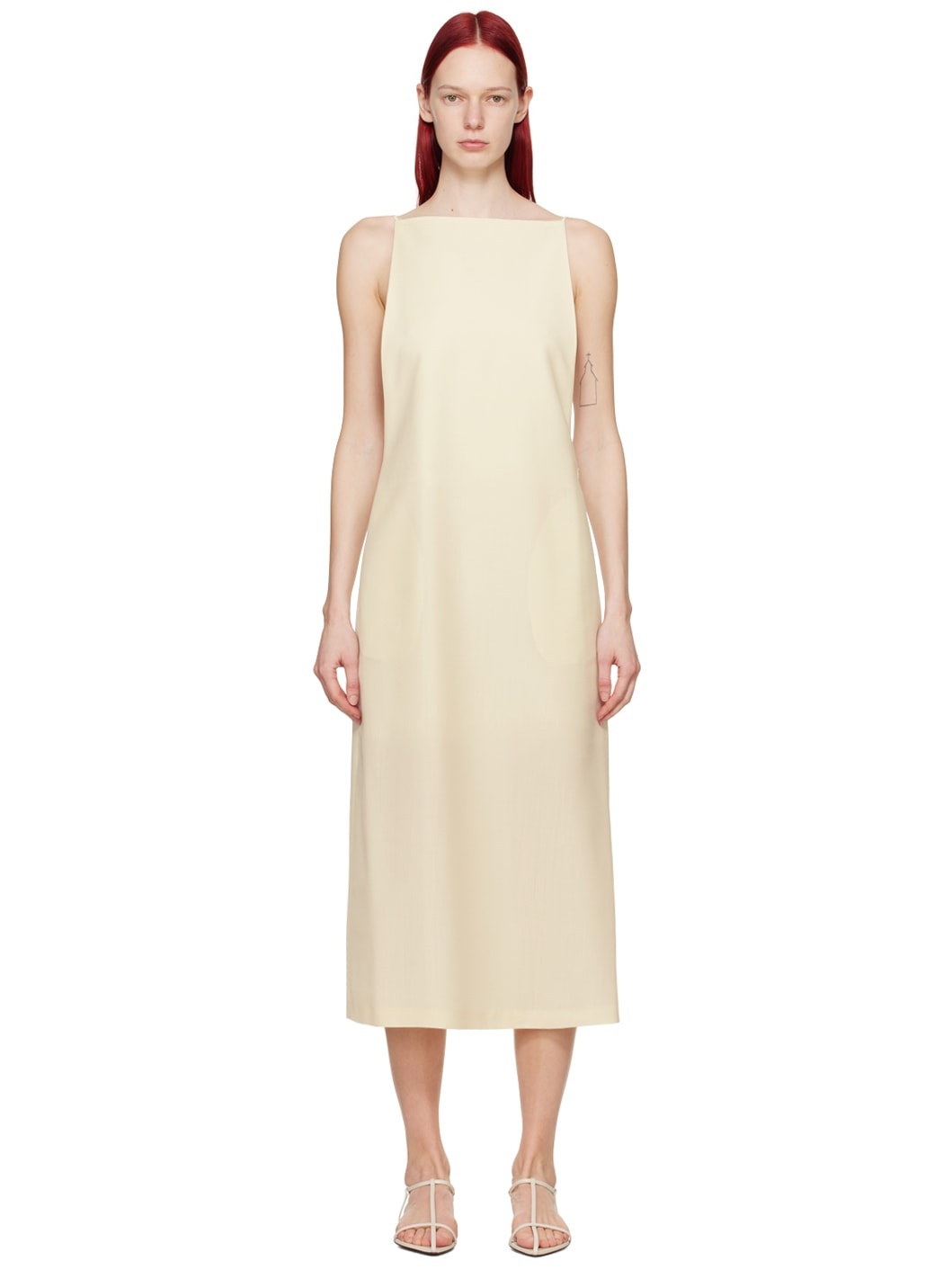 Off-White Low Back Maxi Dress - 1