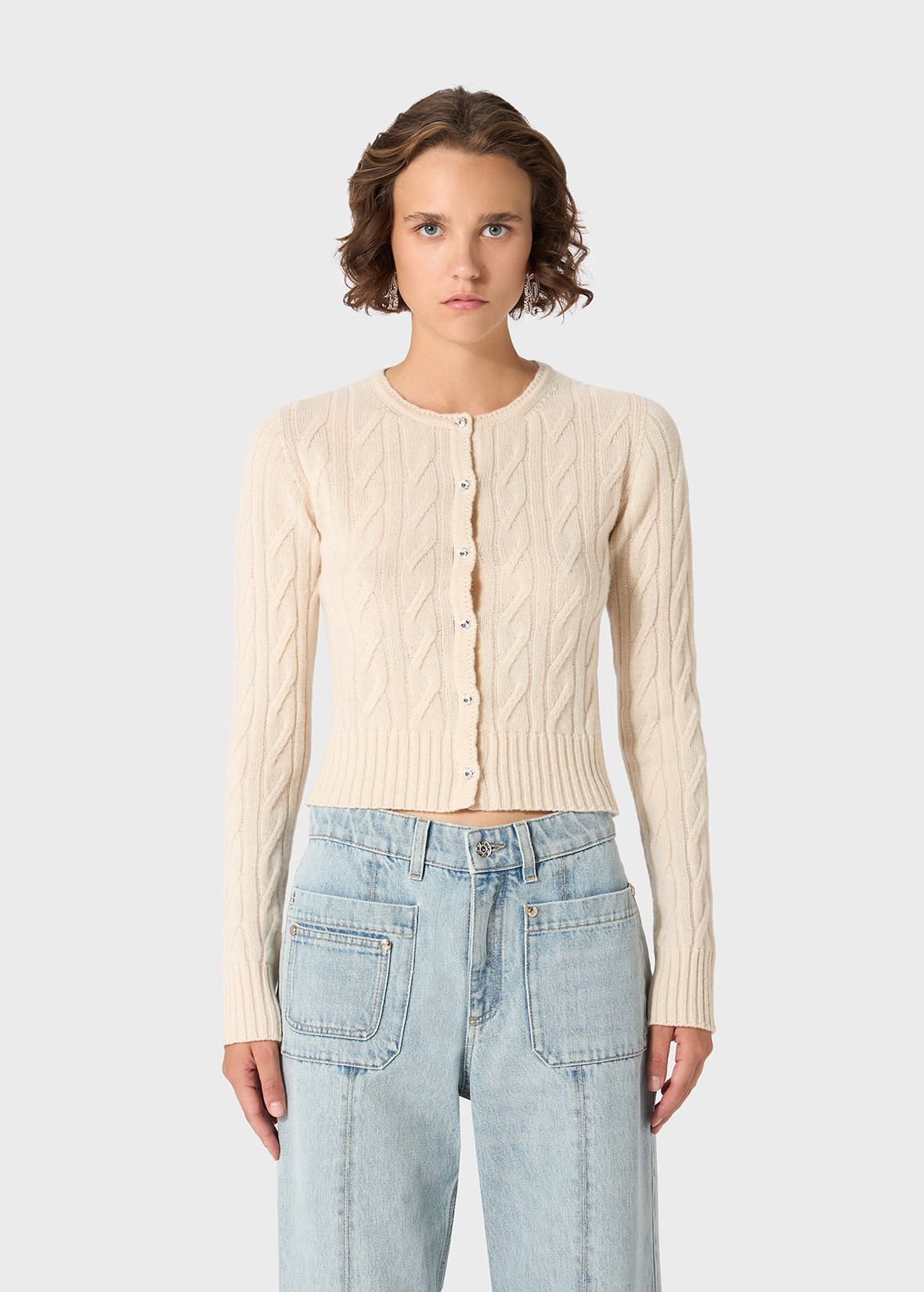 WOOL AND CASHMERE CARDIGAN WITH JEWEL BUTTONS - 3