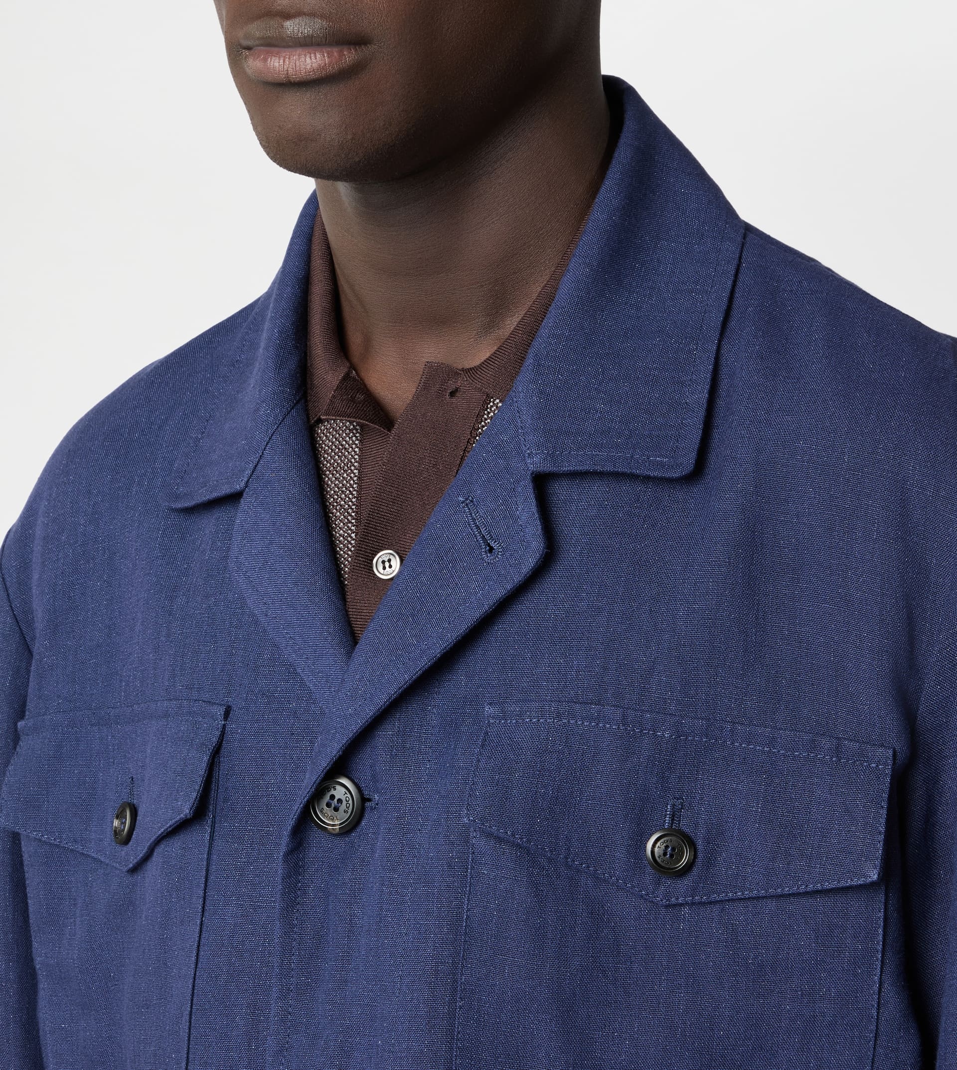 SAFARI JACKET IN LINEN - BLUE - 2