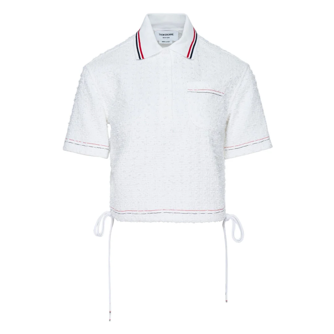 Drawstring Hem Polo Top - 1