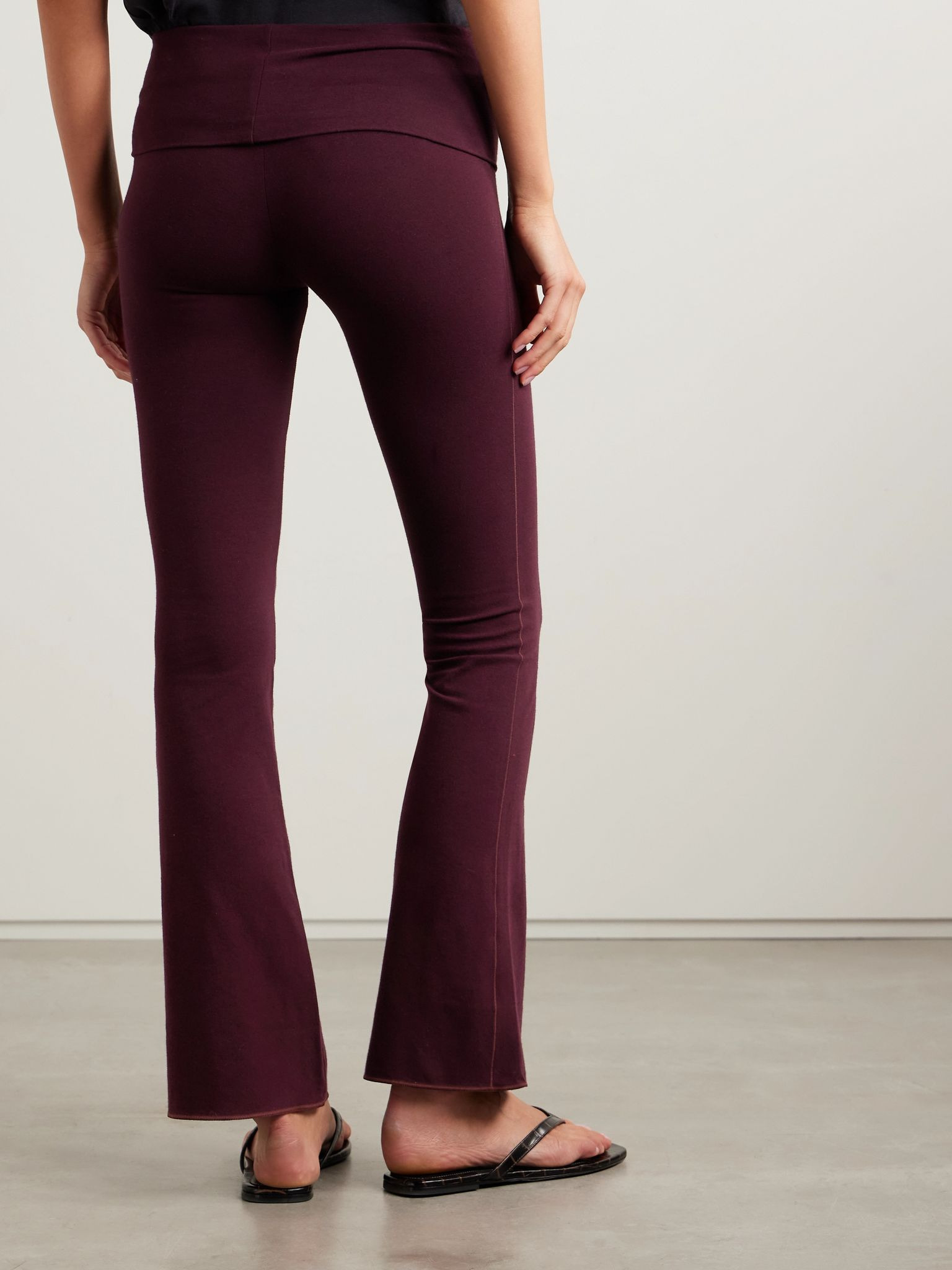 Stretch-Cotton Jersey Foldover Pants - Currant Plum - 4