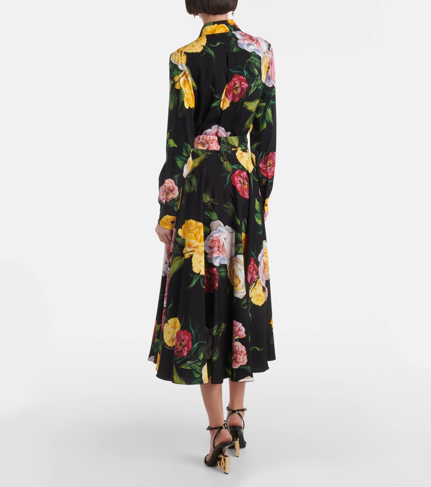 Floral silk-blend charmeuse midi skirt - 3