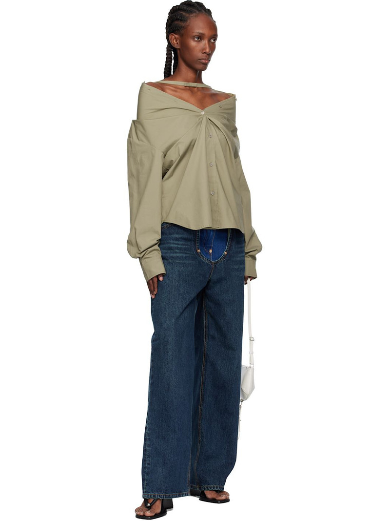 pushBUTTON Khaki Dropped Shoulder Shirt outlook
