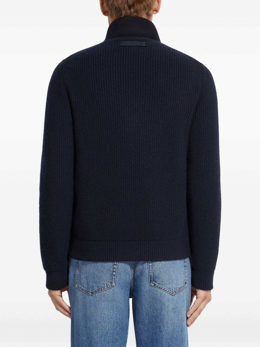 panelled zip-up cardigan - 4