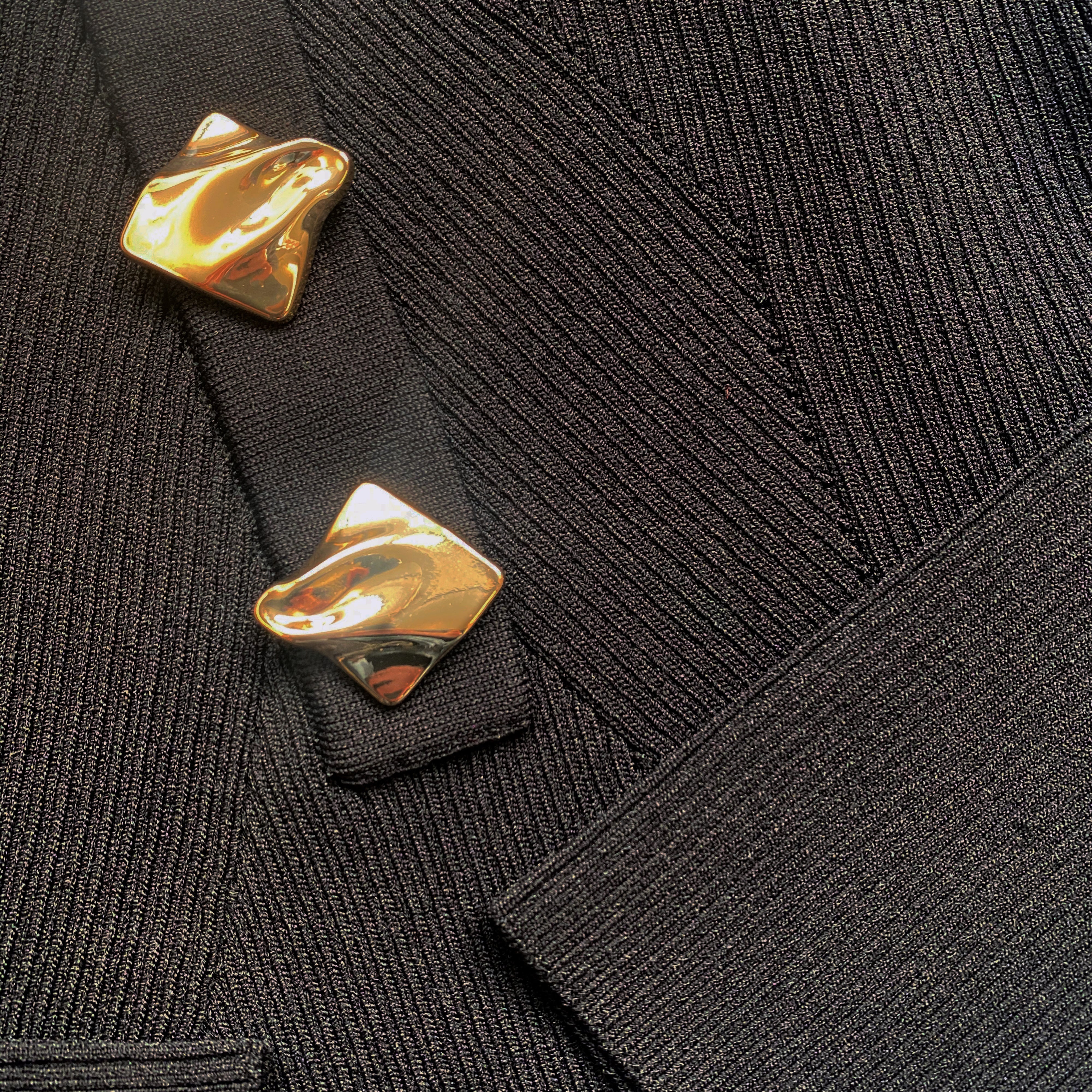 Black Long Sleeve Ribbed Knit Top - 5