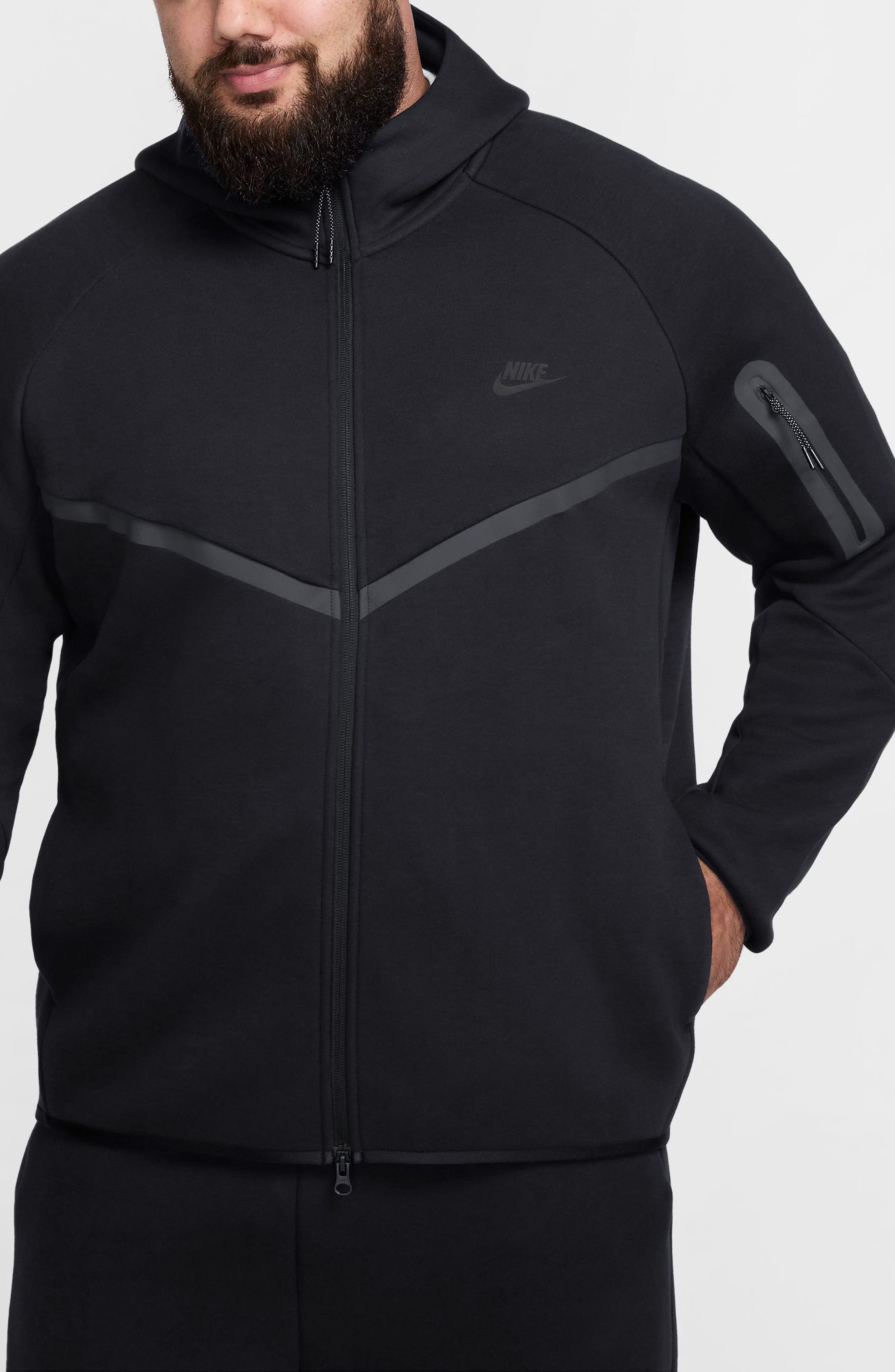Nike Tech Windrunner Zip Hoodie in Black/Black at Nordstrom - 4