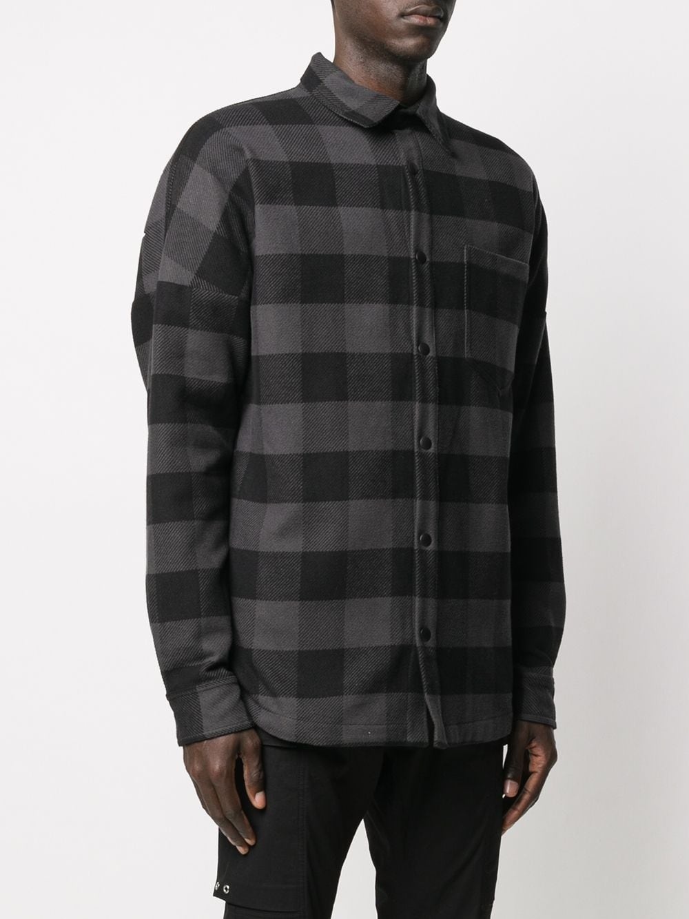 logo print checked shirt - 3