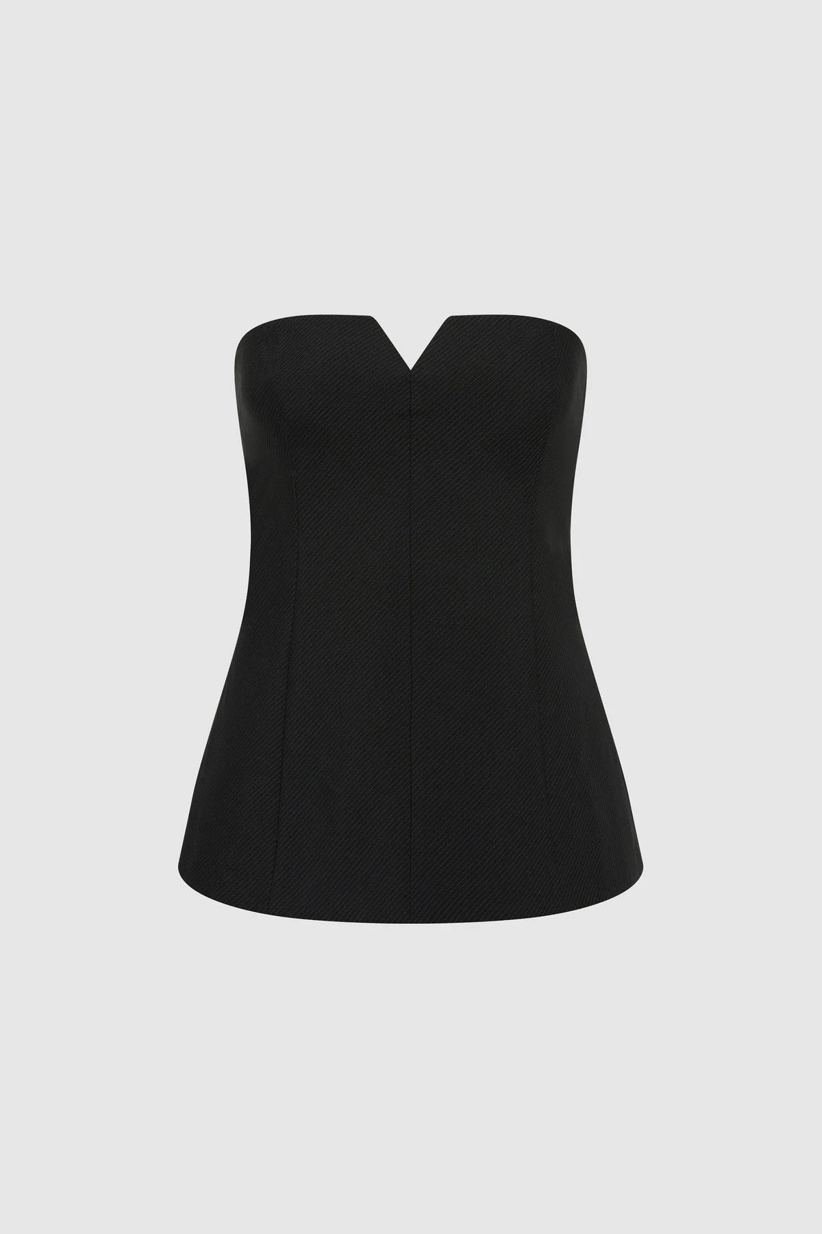 Wool Pinstripe Strapless Bodice - Fine Pinstripe - 1