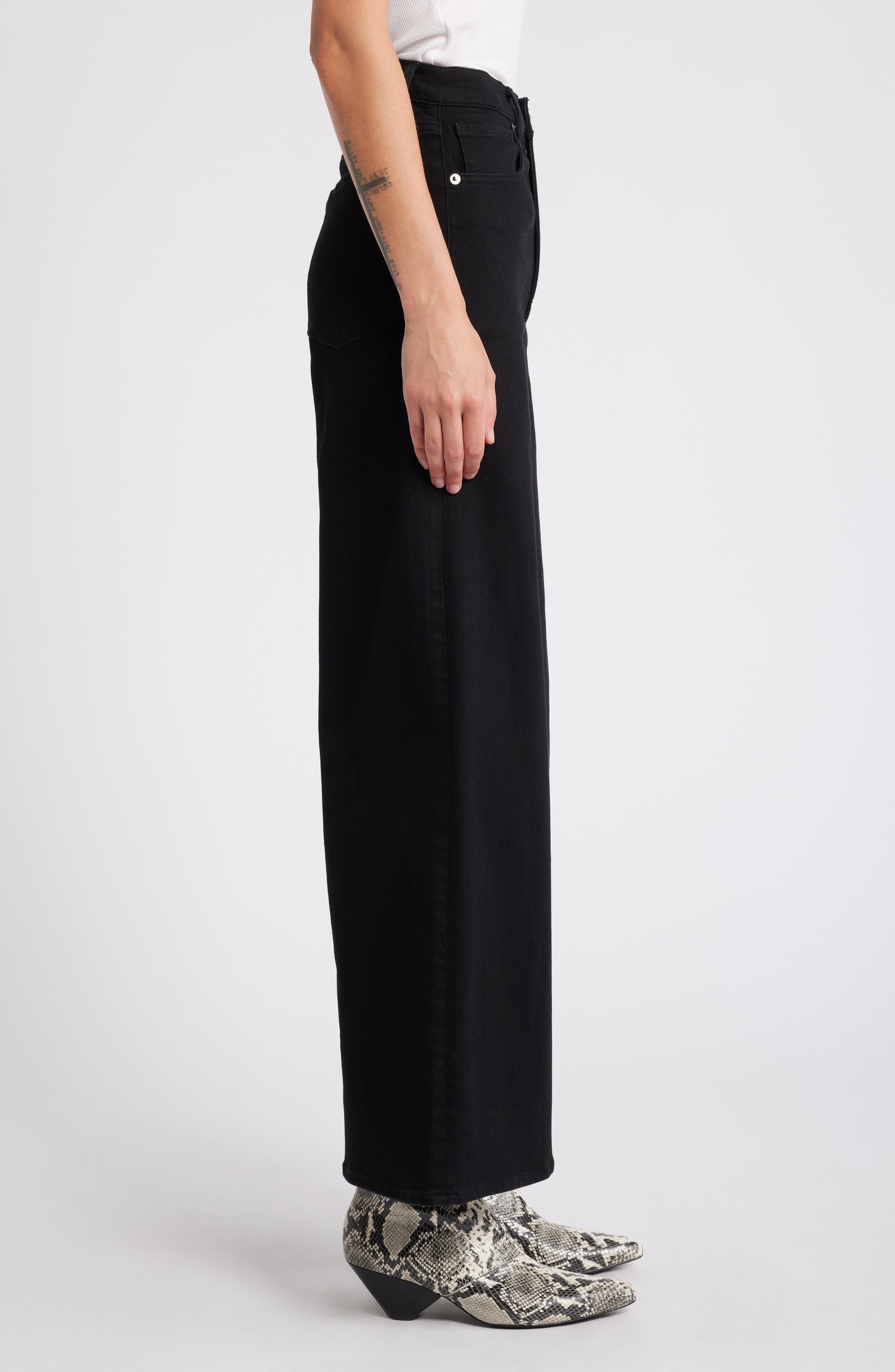rag & bone Flexi Sofie High Waist Ankle Wide Leg Jeans in Black at Nordstrom - 3