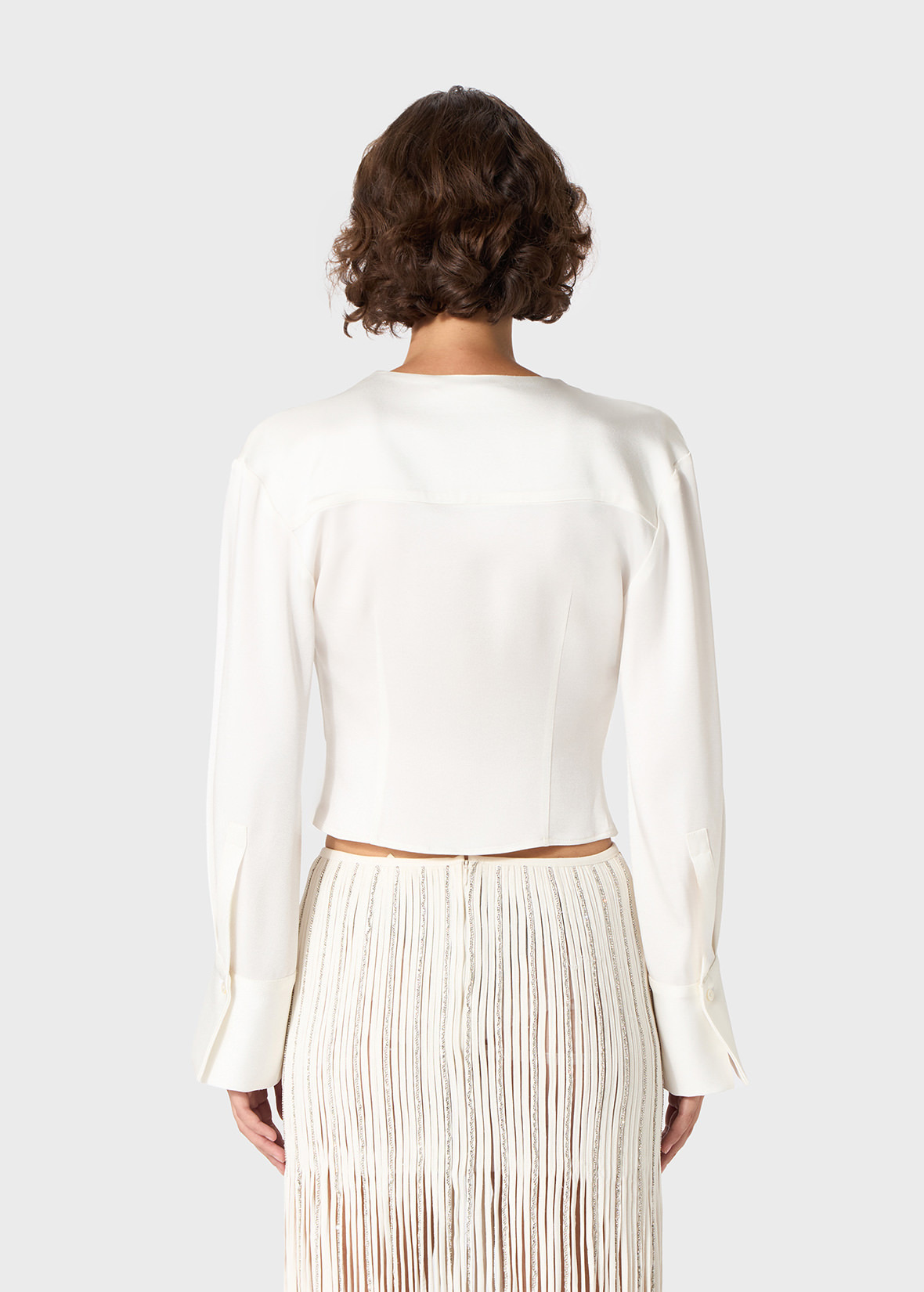 SATIN BLOUSE WITH DRAPED NECKLINE - 4