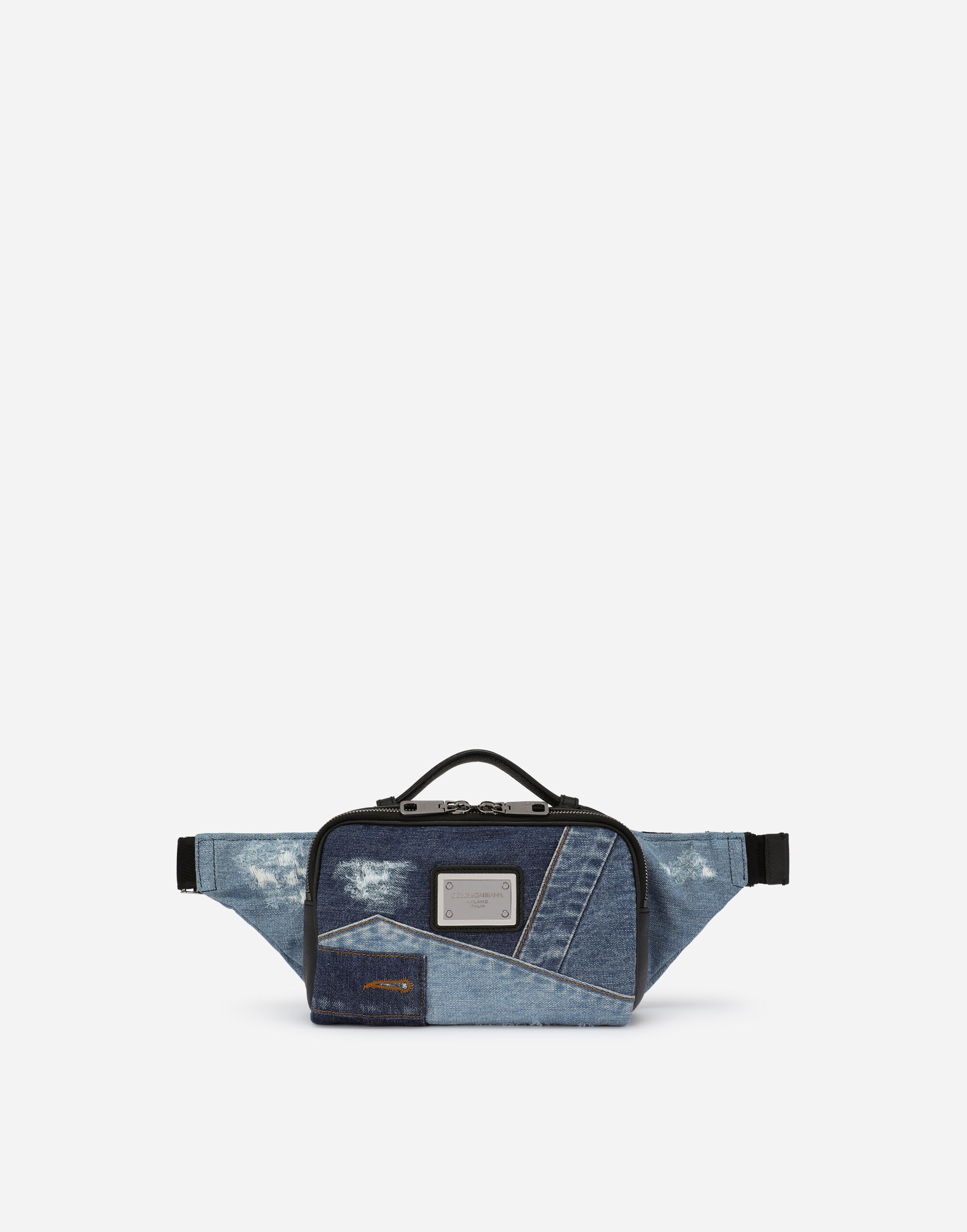 Patchwork denim belt bag - 1