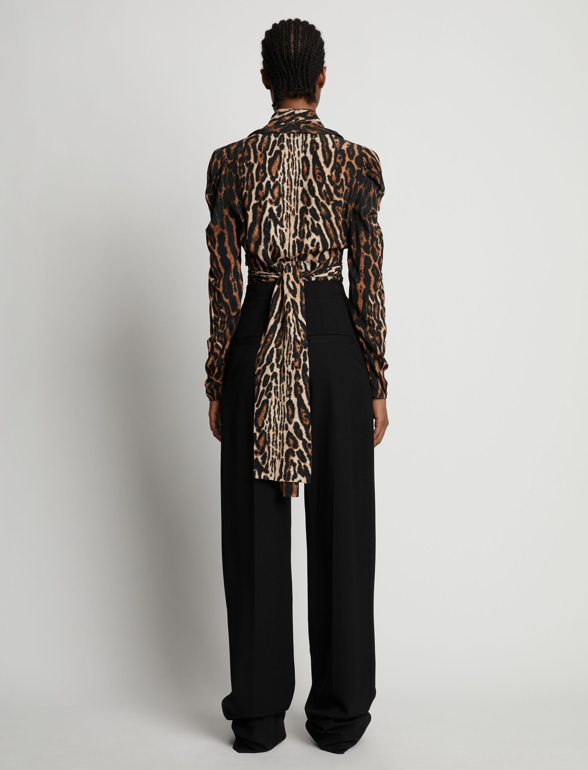 Leopard Crepe De Chine V-Neck Top - 5