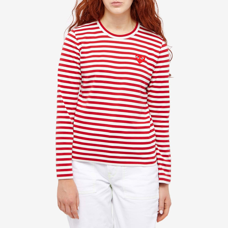 Comme des Garçons PLAY Comme des Garcons Play Women's Long Sleeve Heart Logo Stripe outlook