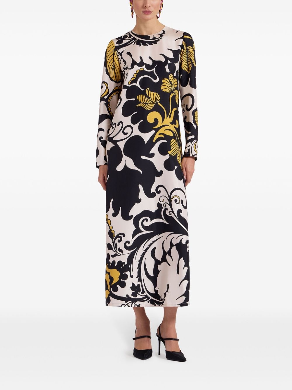 graphic-print silk midi dress - 2