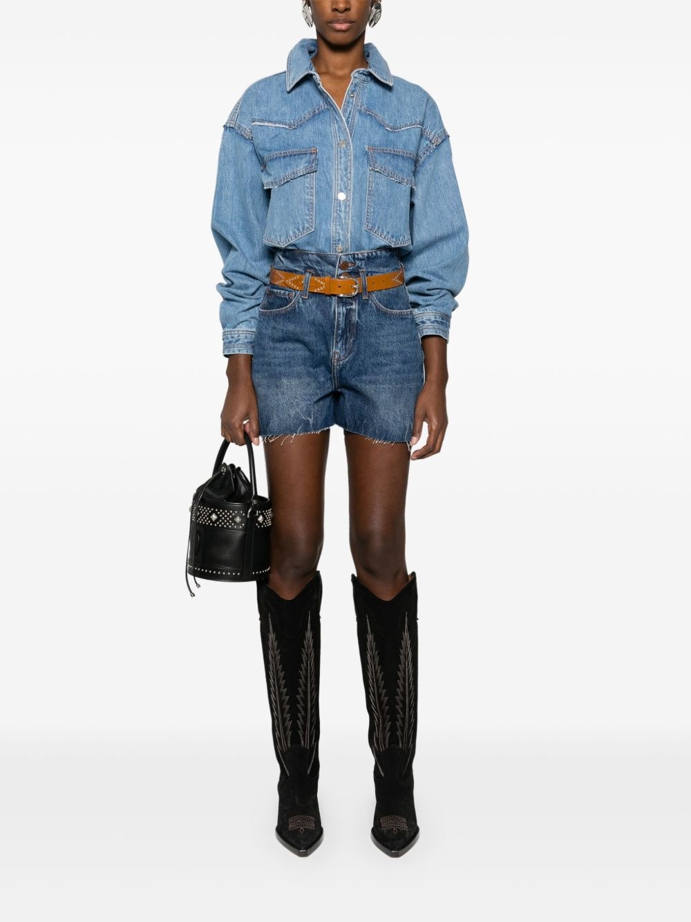 Western raw-cut denim overshirt - 2