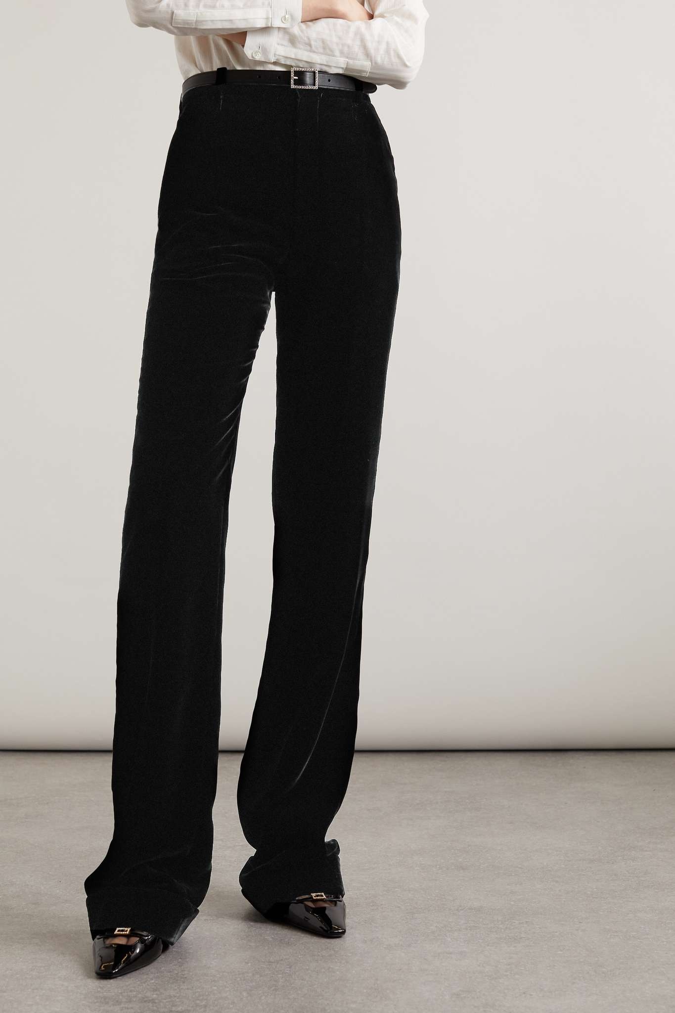 Pleated velvet flared pants - 3