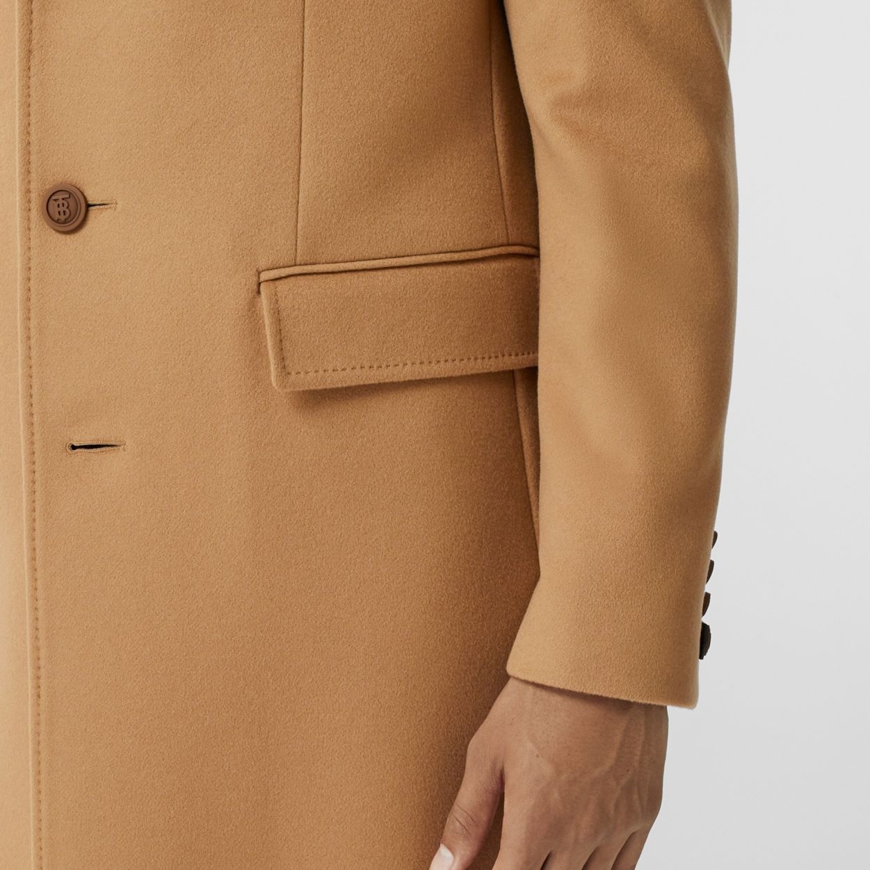 Button Detail Wool Cashmere Tailored Coat - 7