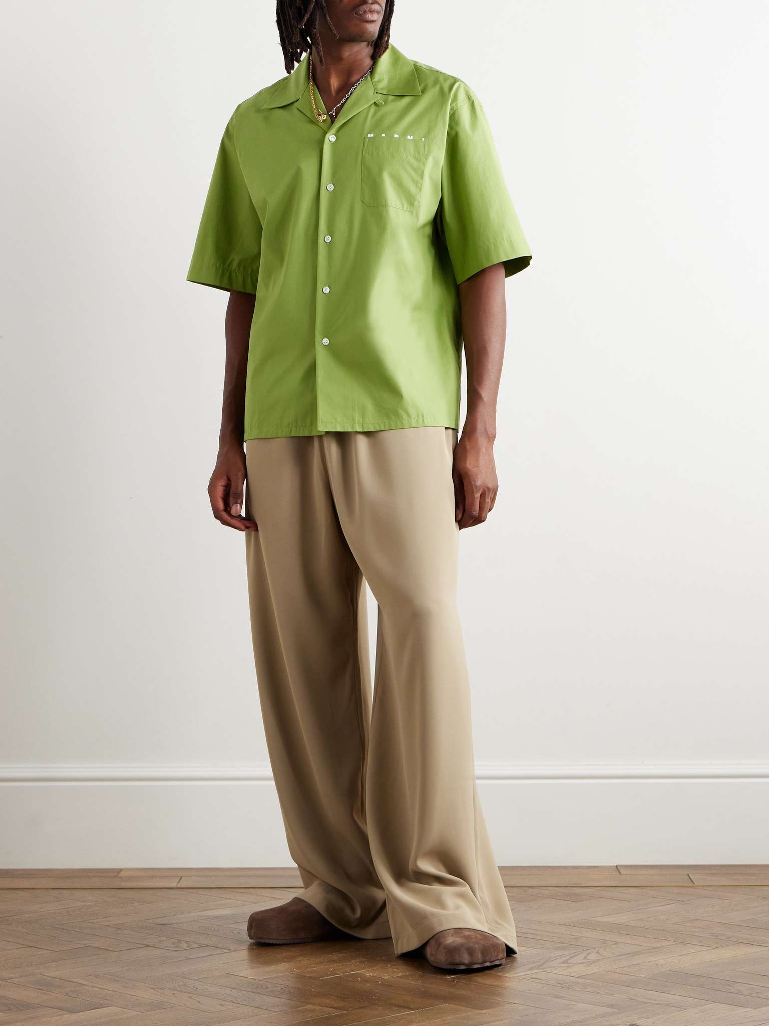 Convertible-Collar Logo-Print Cotton-Poplin Shirt - 2