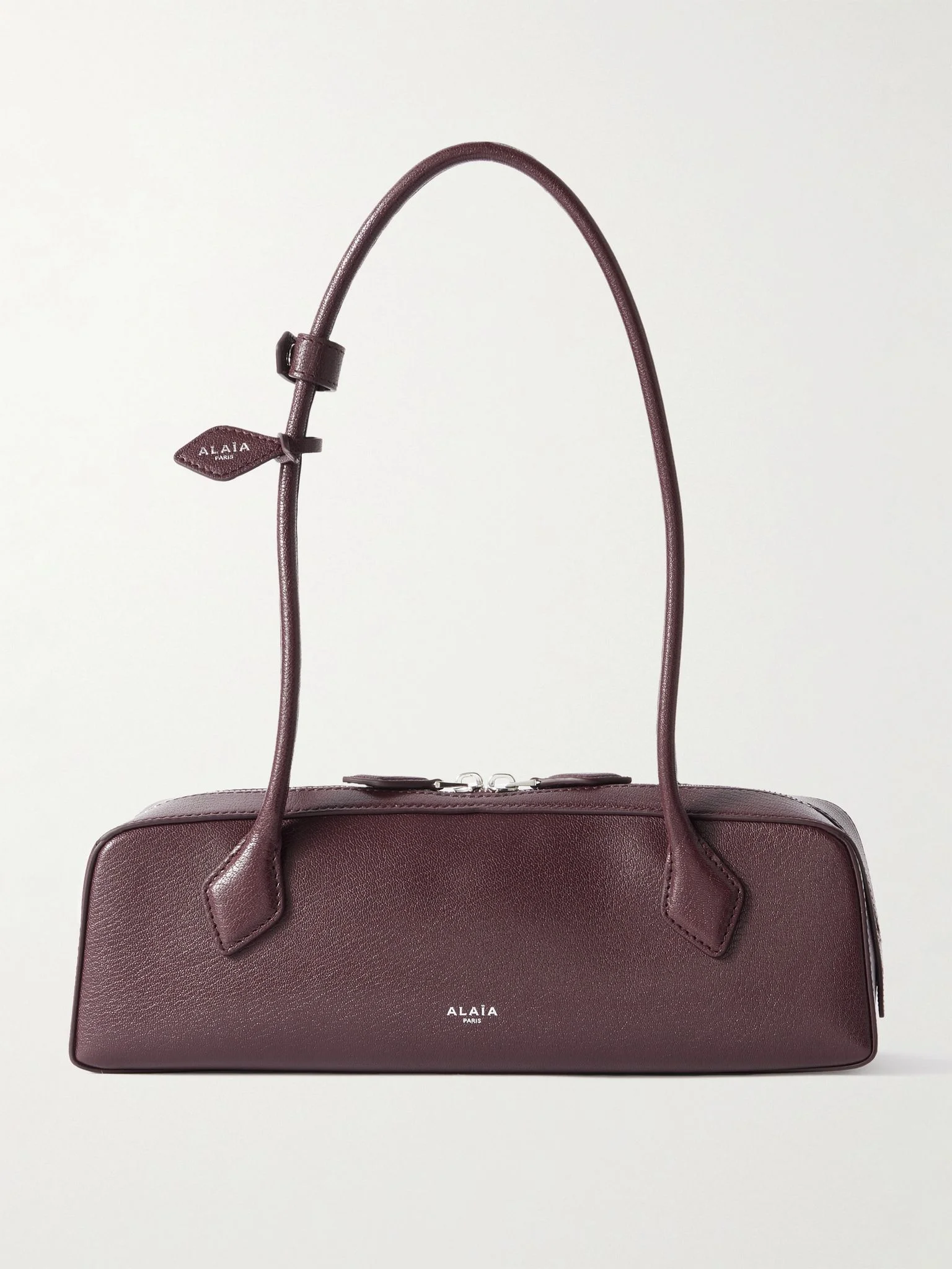 Le Teckel textured-leather shoulder bag Burgundy - 1