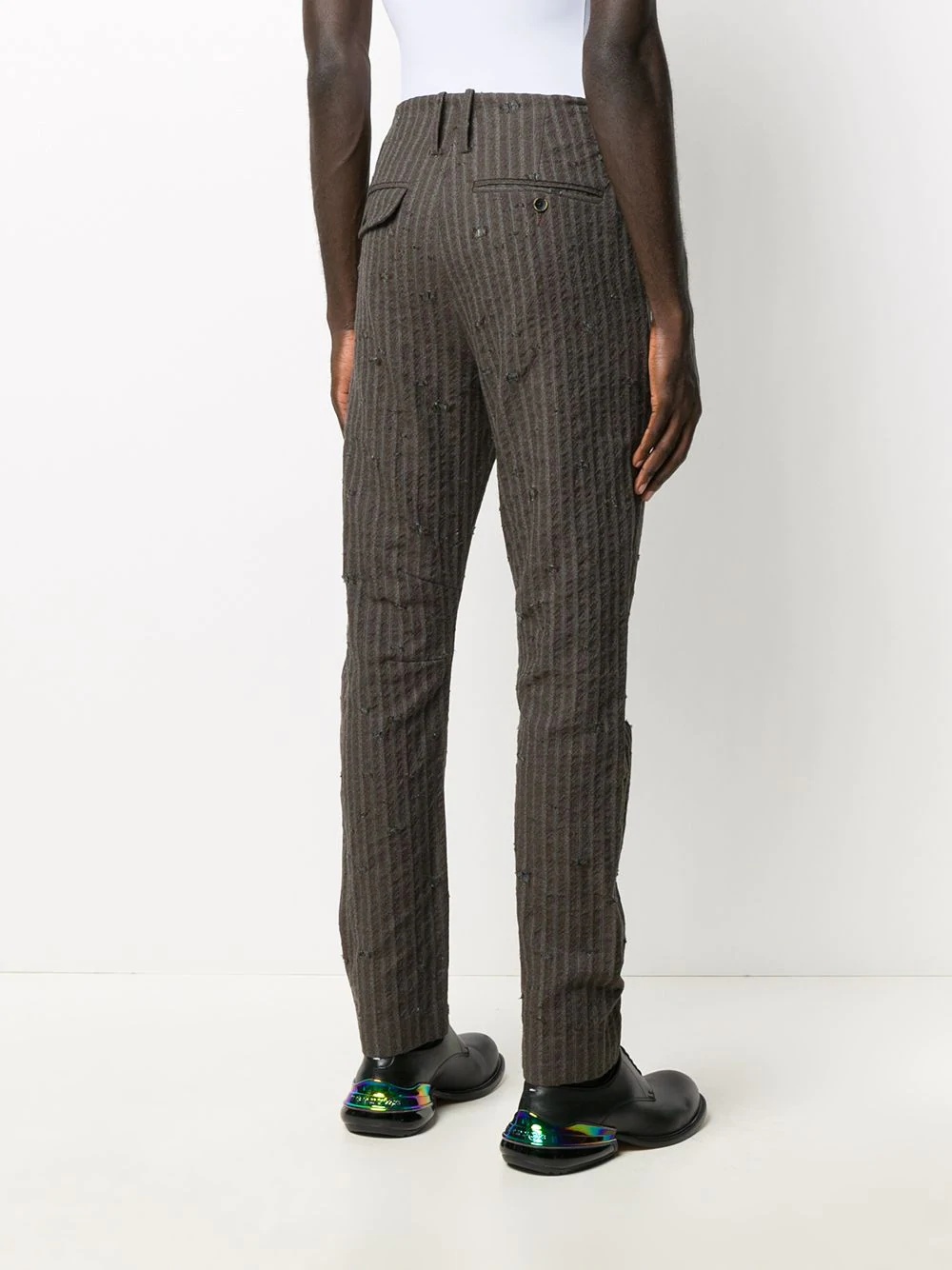 striped slim-fit trousers - 4