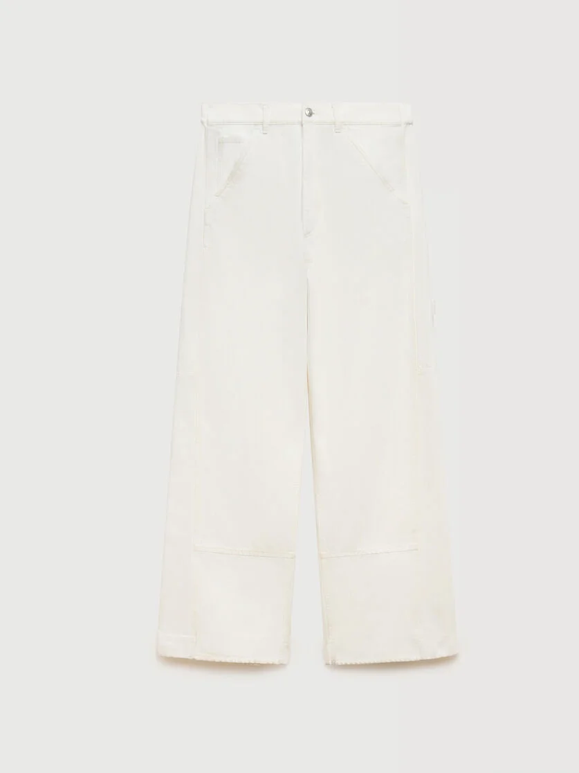 WHITE DENIM WIDE-LEG JEANS - 1