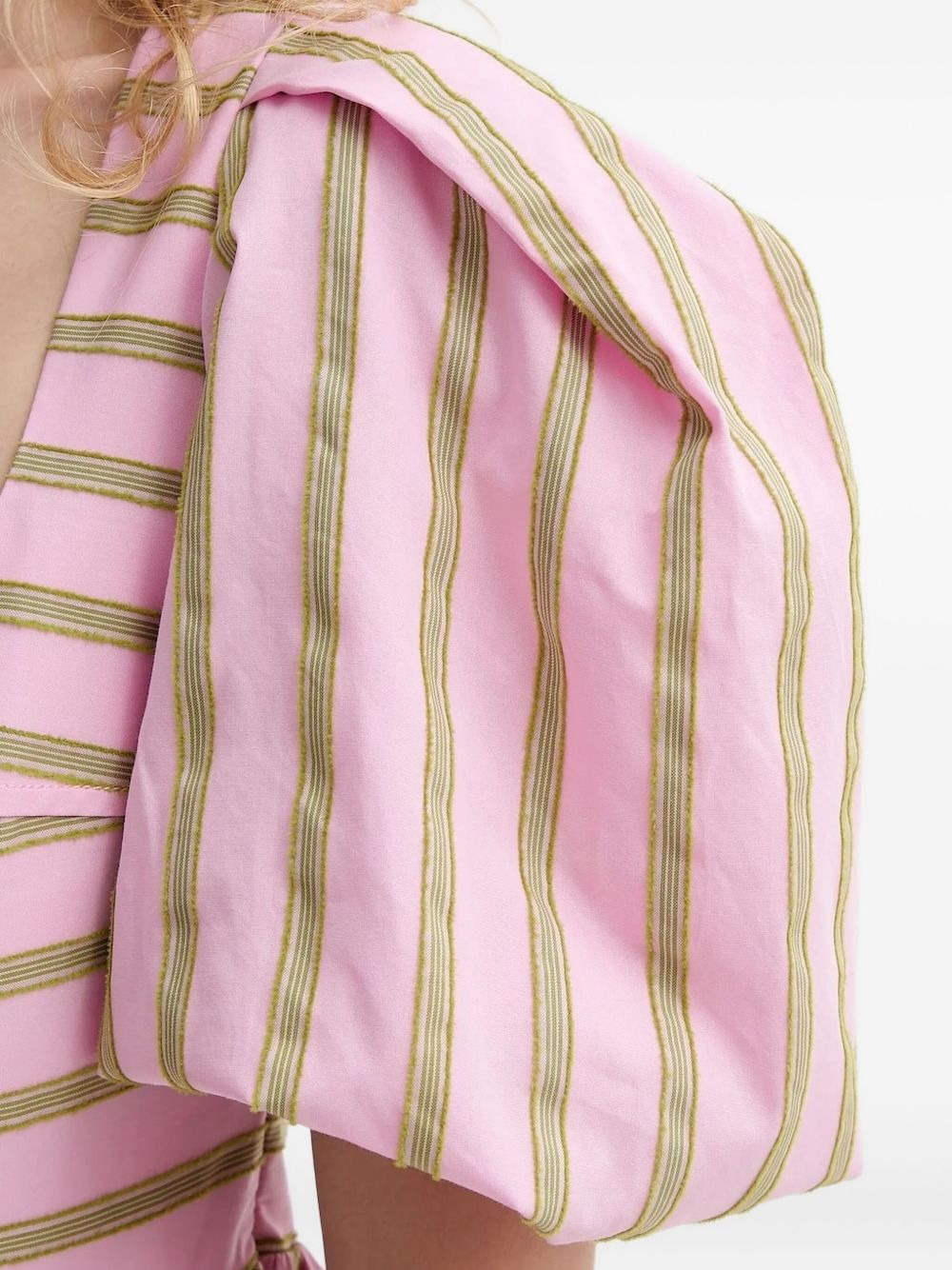 puff-sleeve striped dress - 4