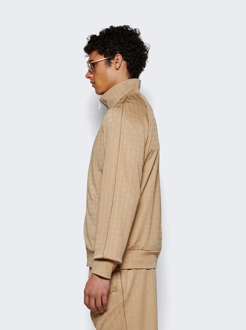 Vintage Full Zipped Tracksuit Sweatshirt Beige Cappuccino - 3